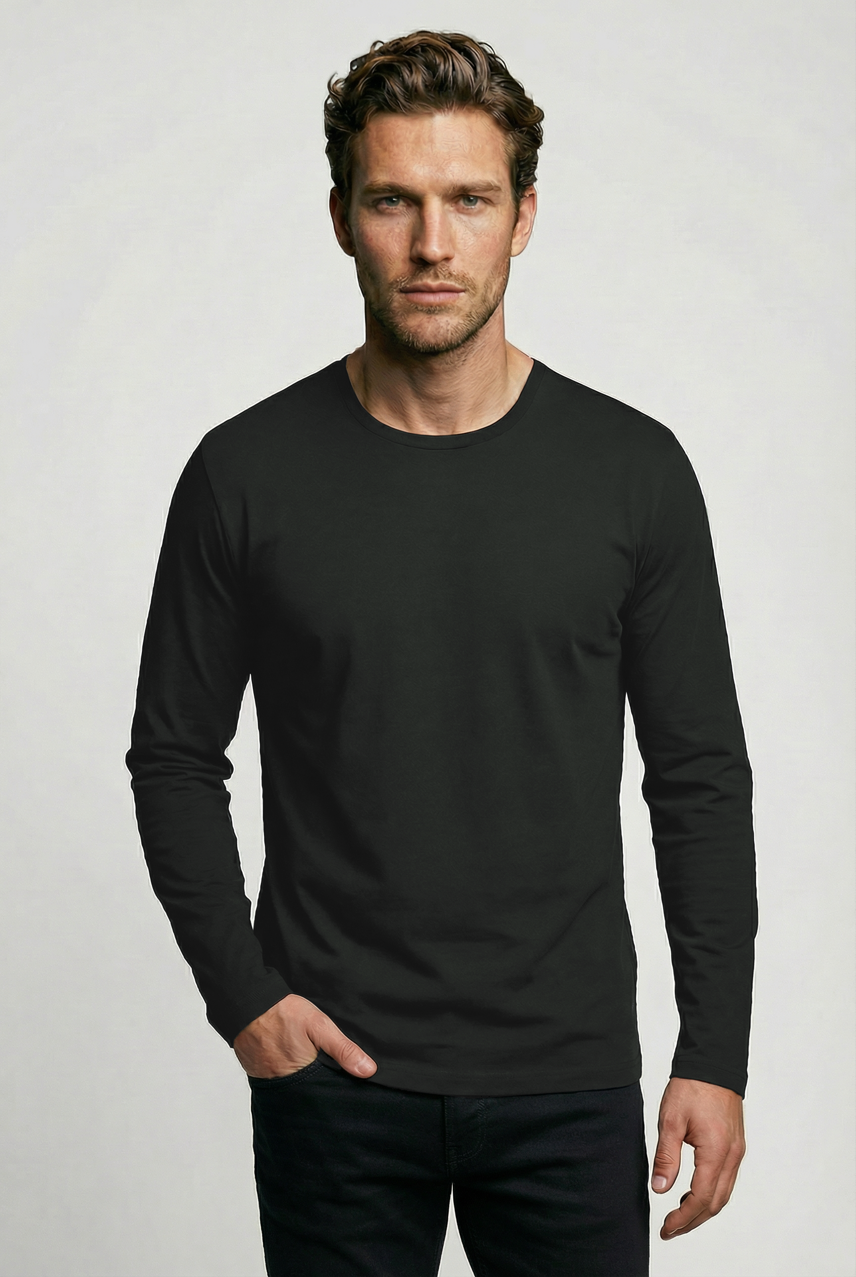Bevis Long Sleeve Cotton T-shirt - Chocolate - Wear London