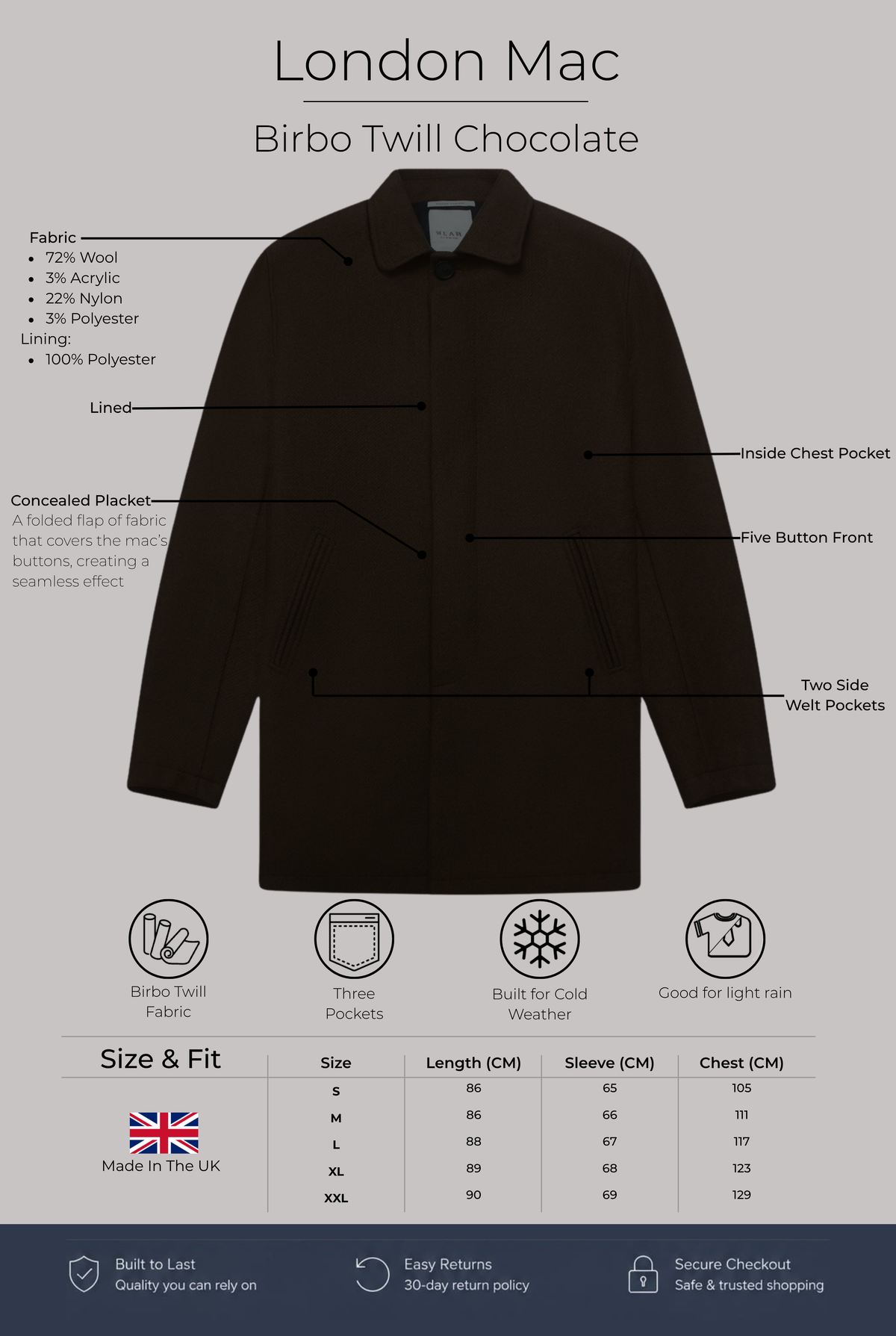 London Mac - Birbo Twill Chocolate - Wear London