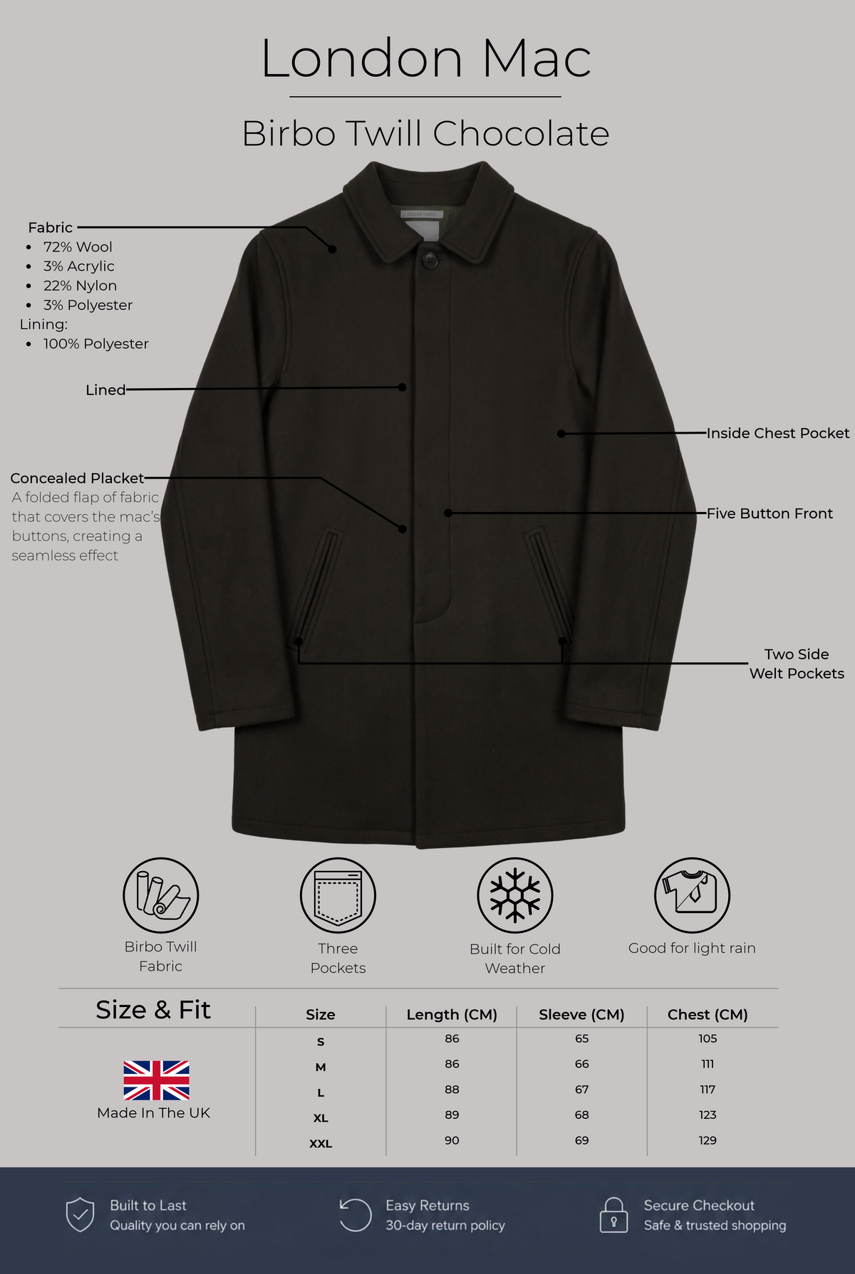 London Mac - Birbo Twill Chocolate - Wear London