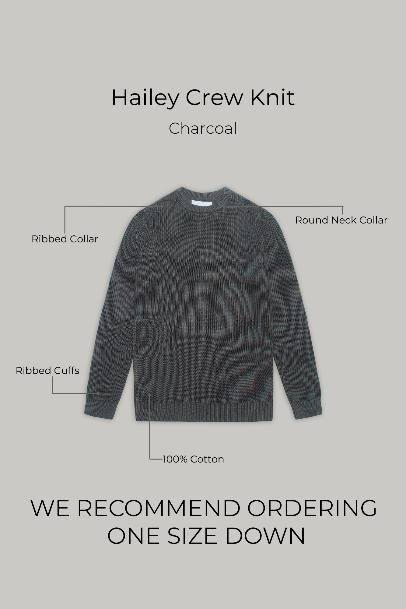 J Hailey Crew Knit - Charcoal - Wear London