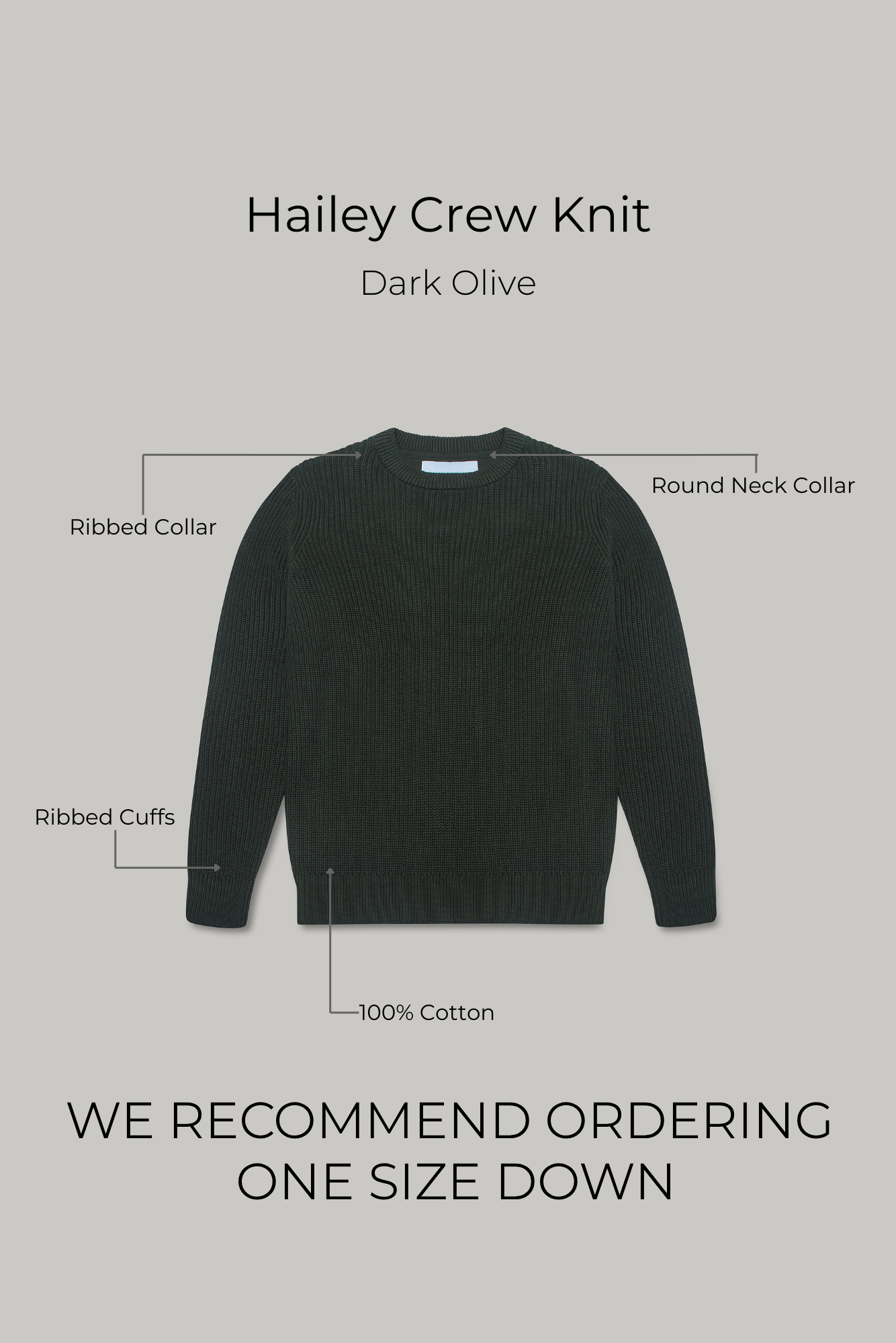 J Hailey Crew Knit - Dark Olive - Wear London