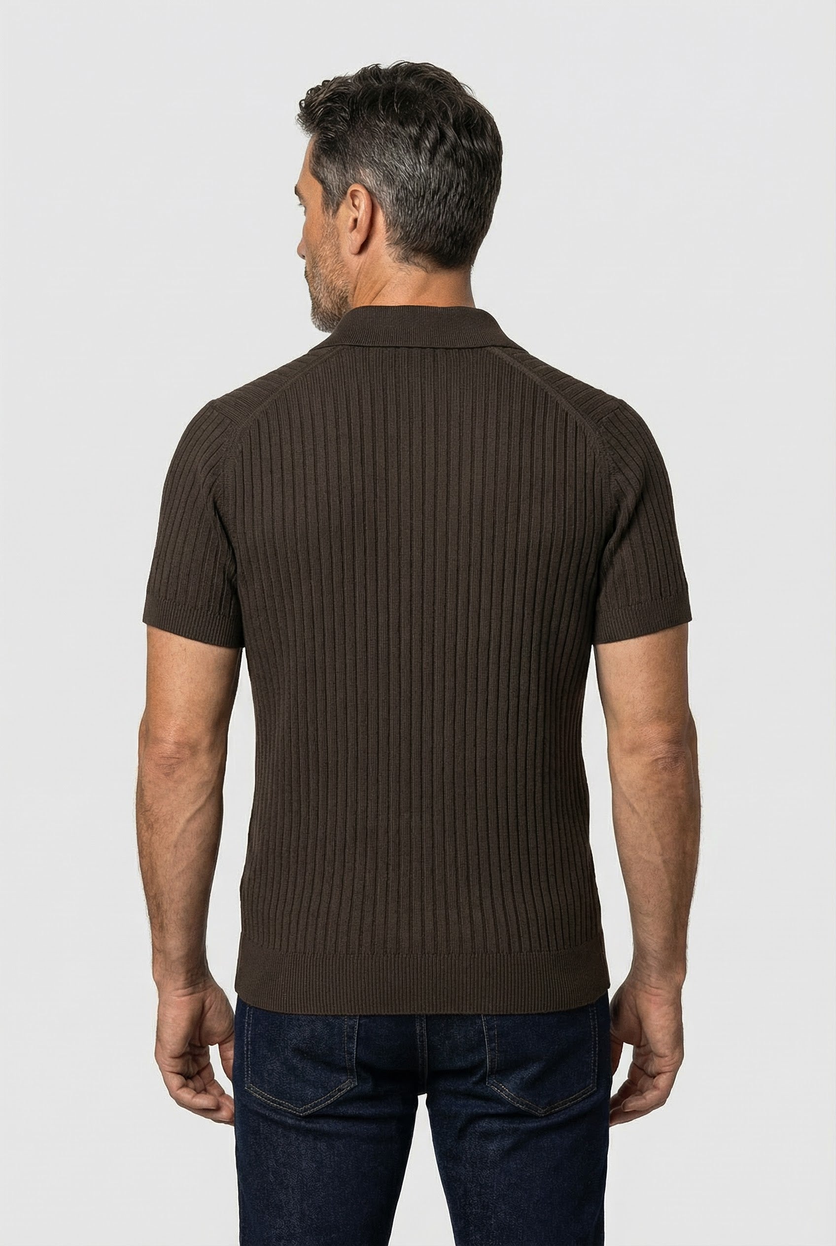 Barbican - V Neck Jacquard - Chocolate - Wear London
