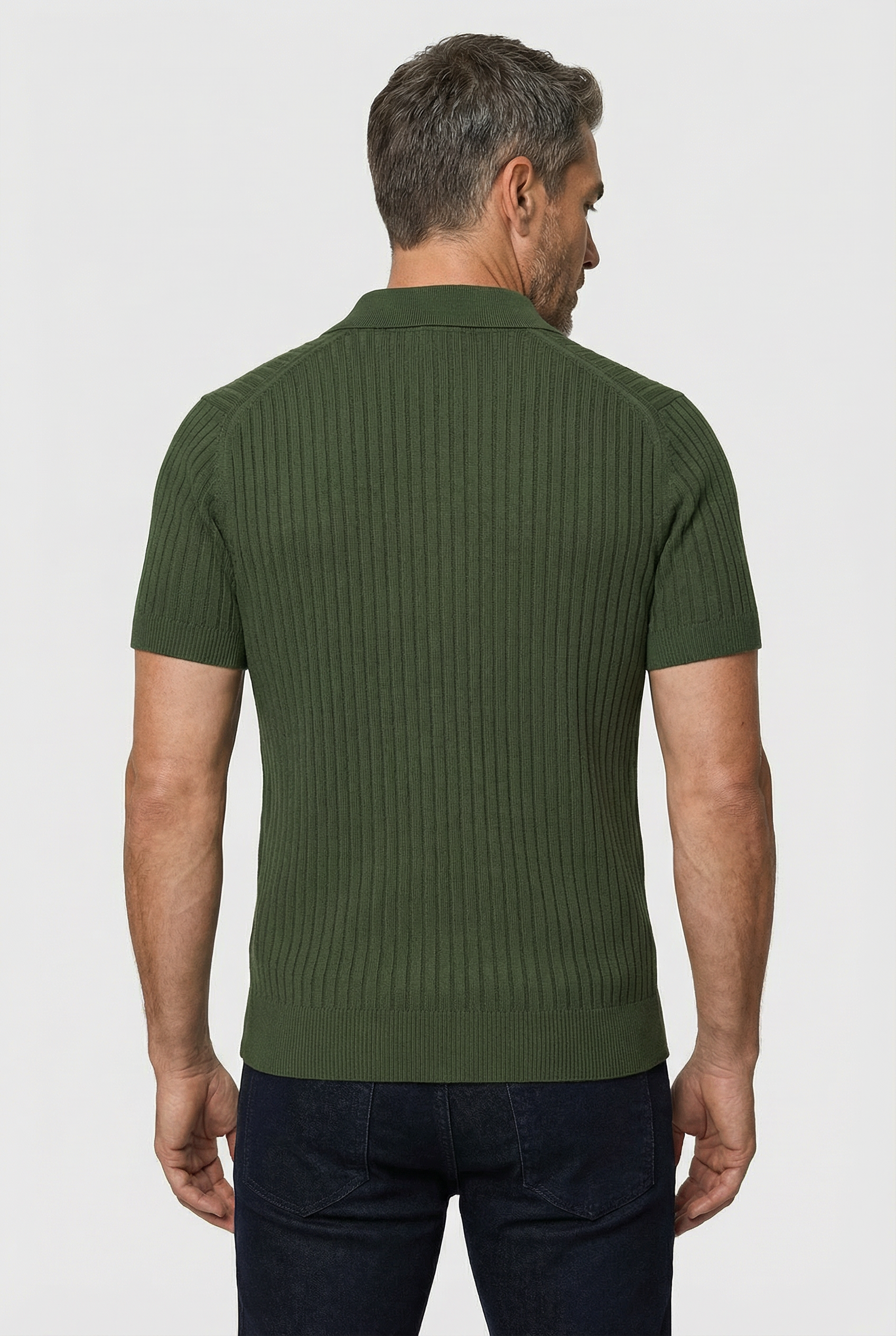 Barbican - V Neck Jacquard - Olive - Wear London