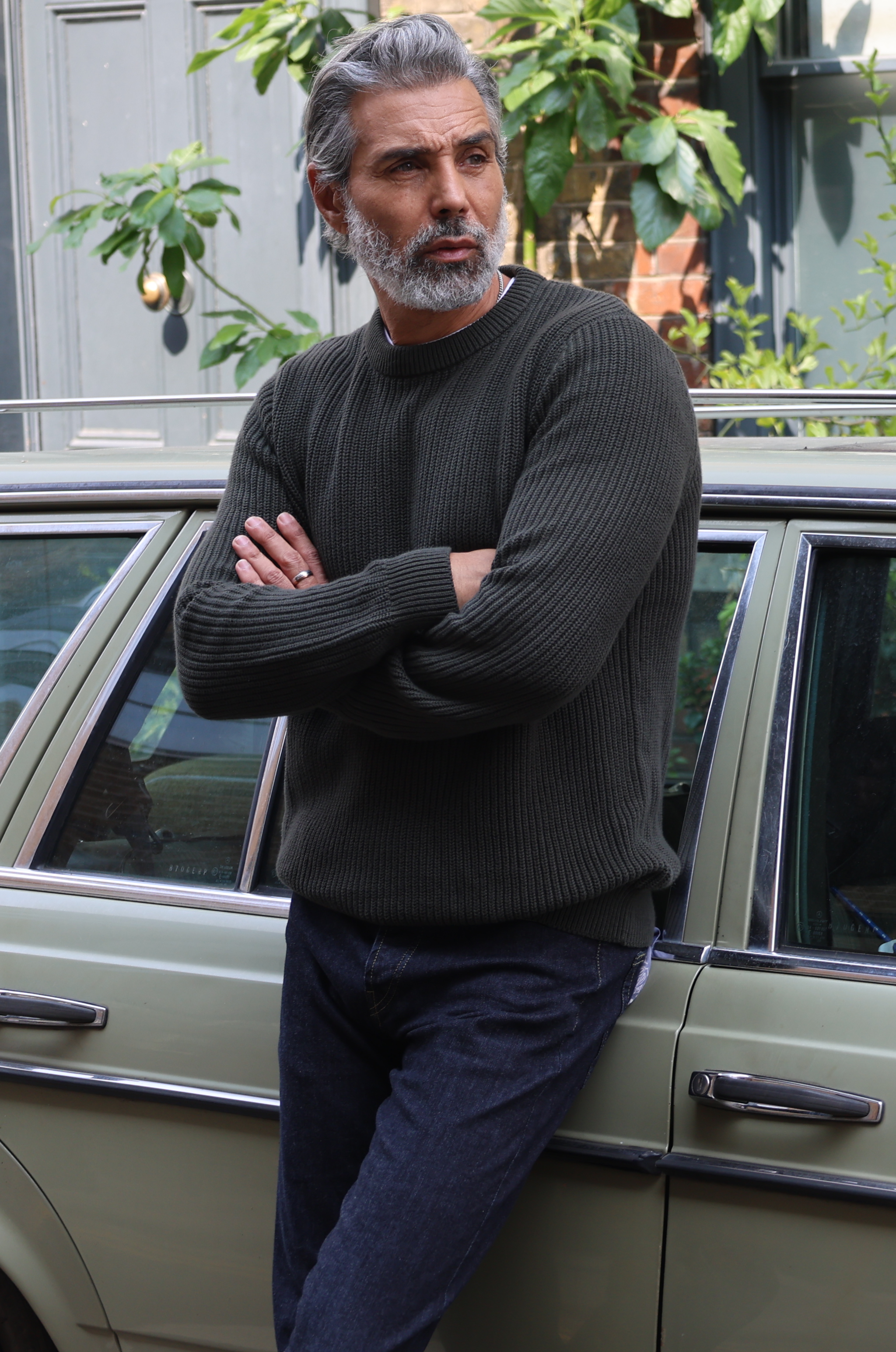 J Hailey Crew Knit - Dark Olive - Wear London