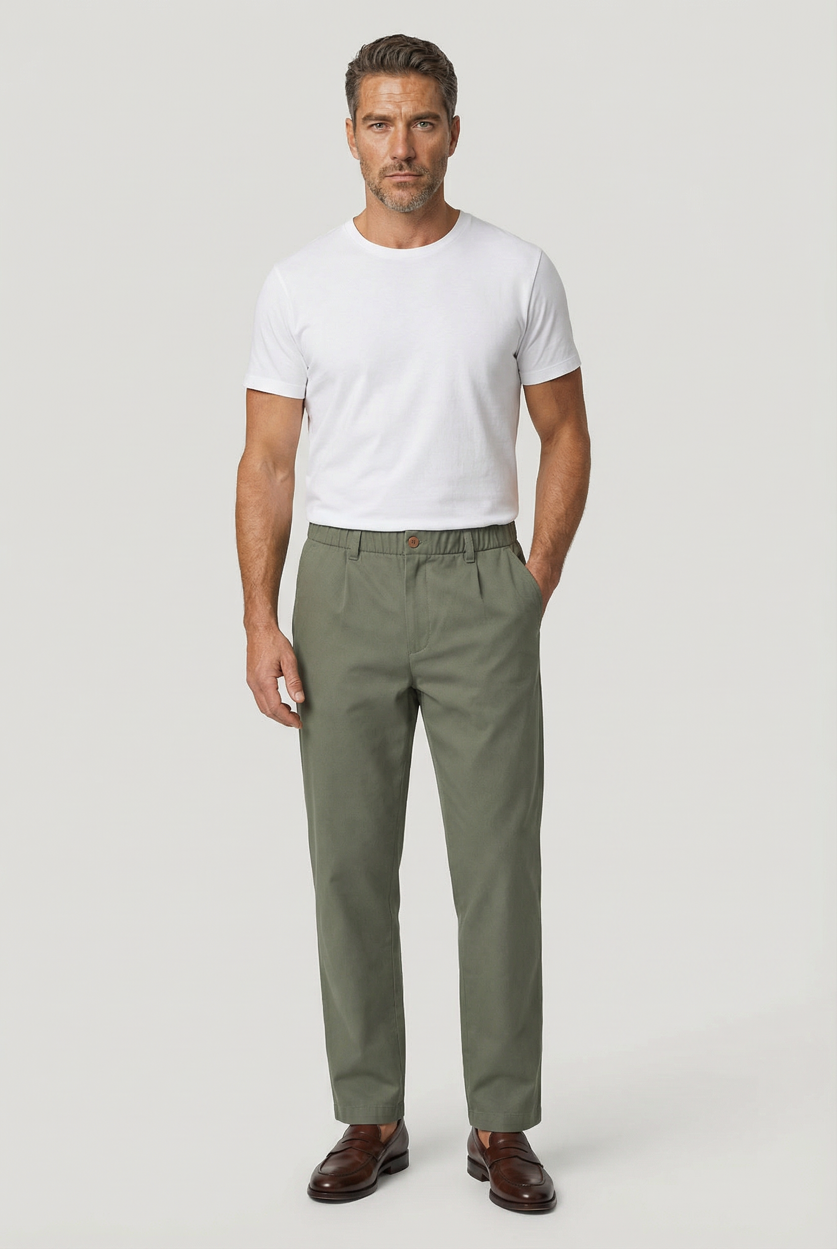 Crispin Chino Comfort Stretch - Mushroom - Wear London