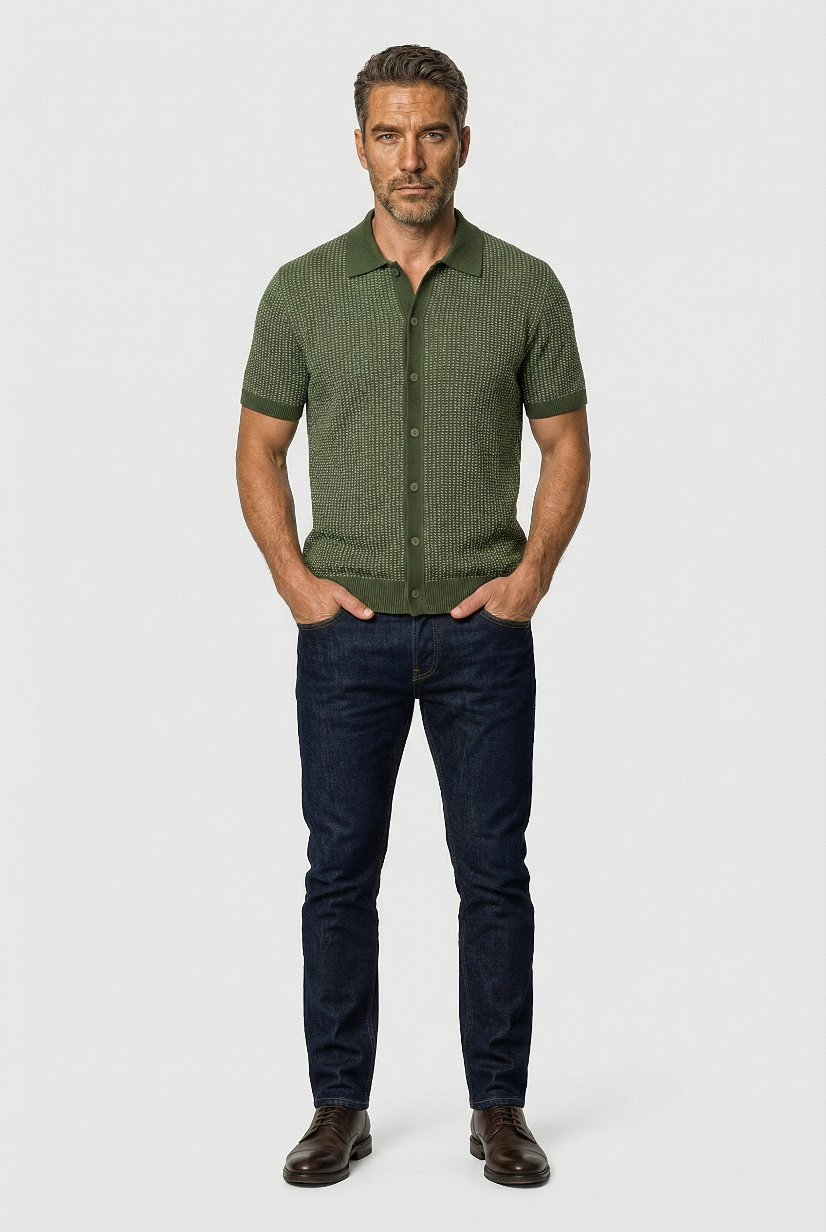 Lambeth - Button Through Knitwear - Olive - Wear London