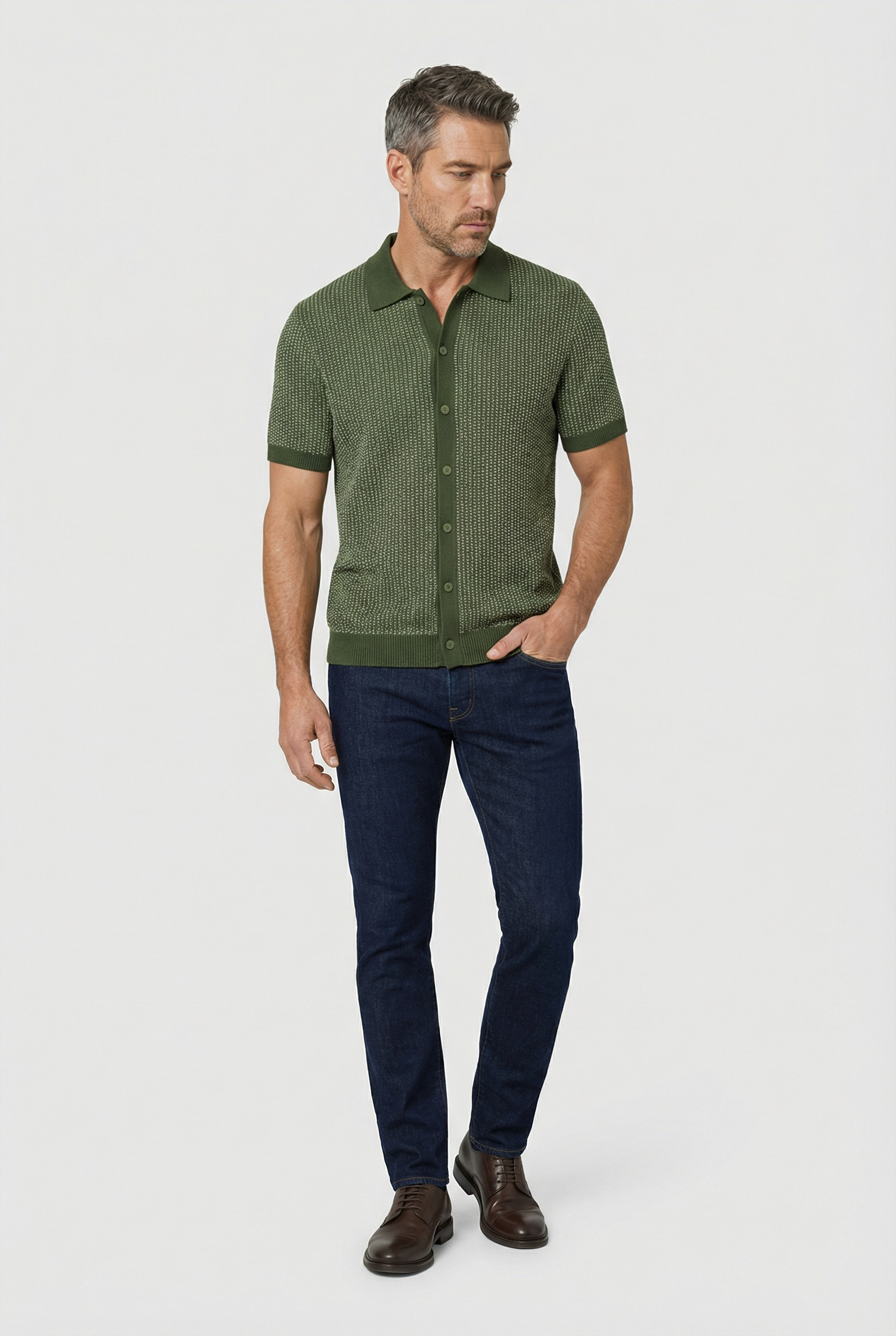 Lambeth - Button Through Knitwear - Olive - Wear London