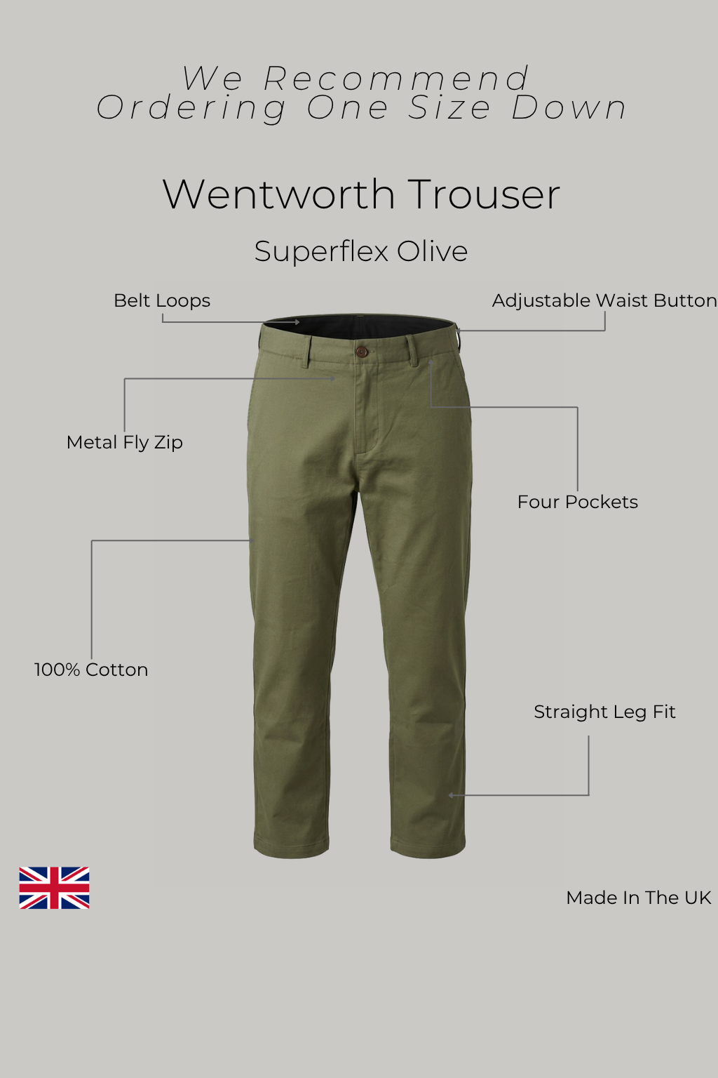 Wentworth Trouser - Olive Superflex - Wear London