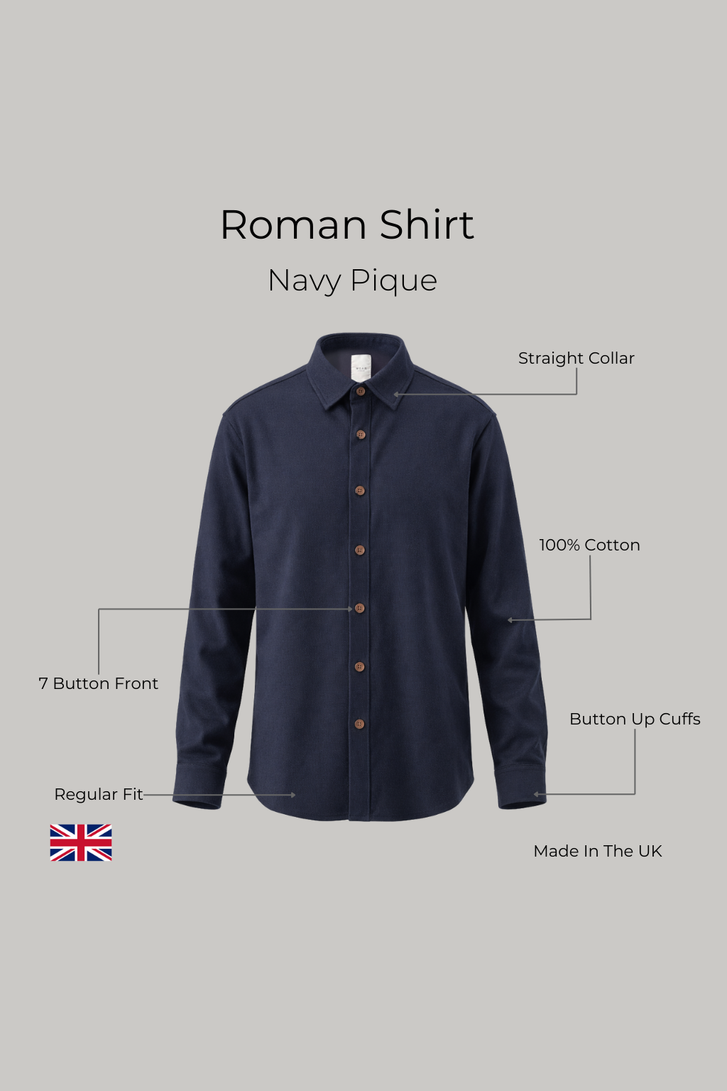Roman Shirt - Navy Pique - Wear London