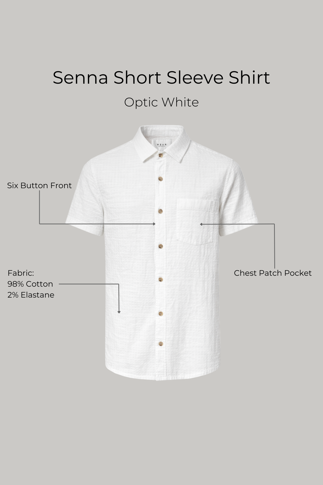 Senna Short Sleeve Shirt - Optic White - Wear London