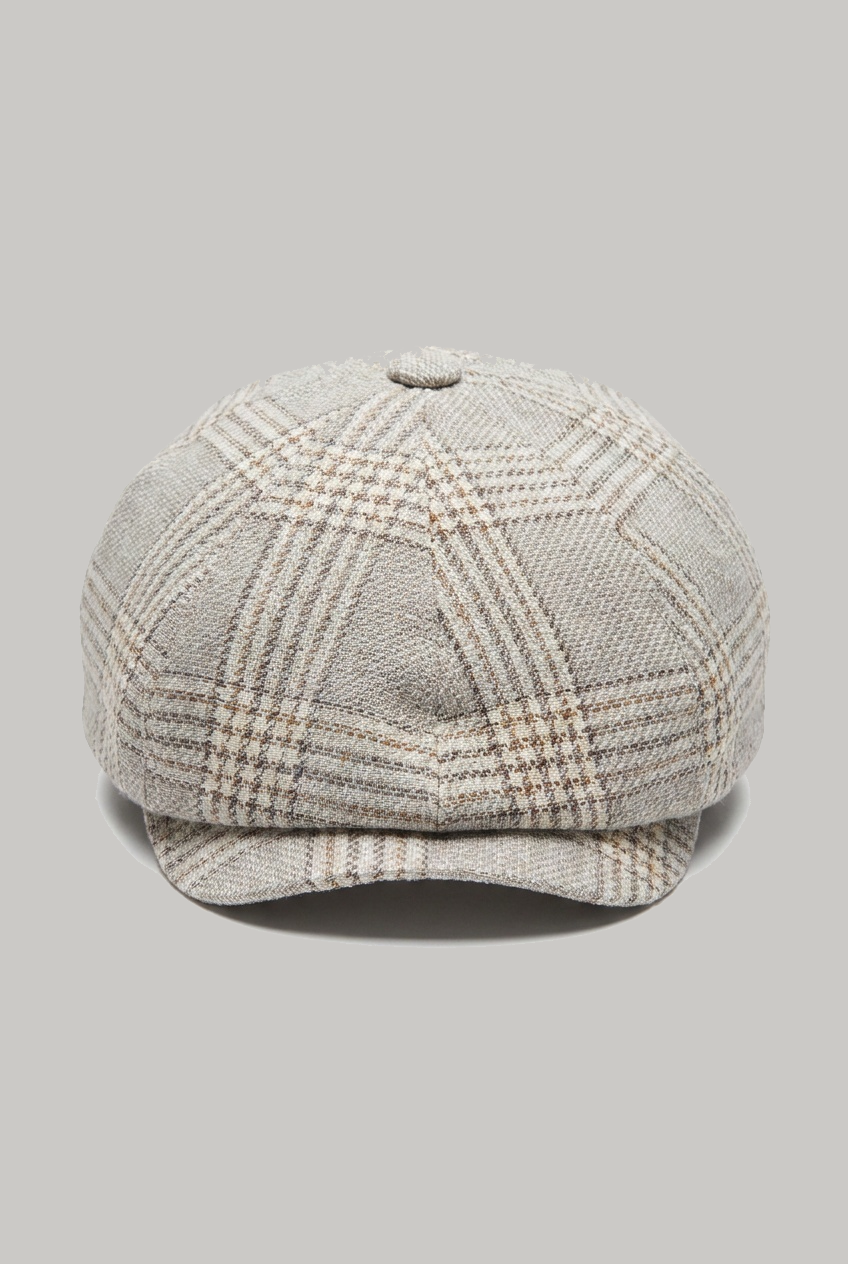 Baker Boy Hat - Beige Check - Wear London