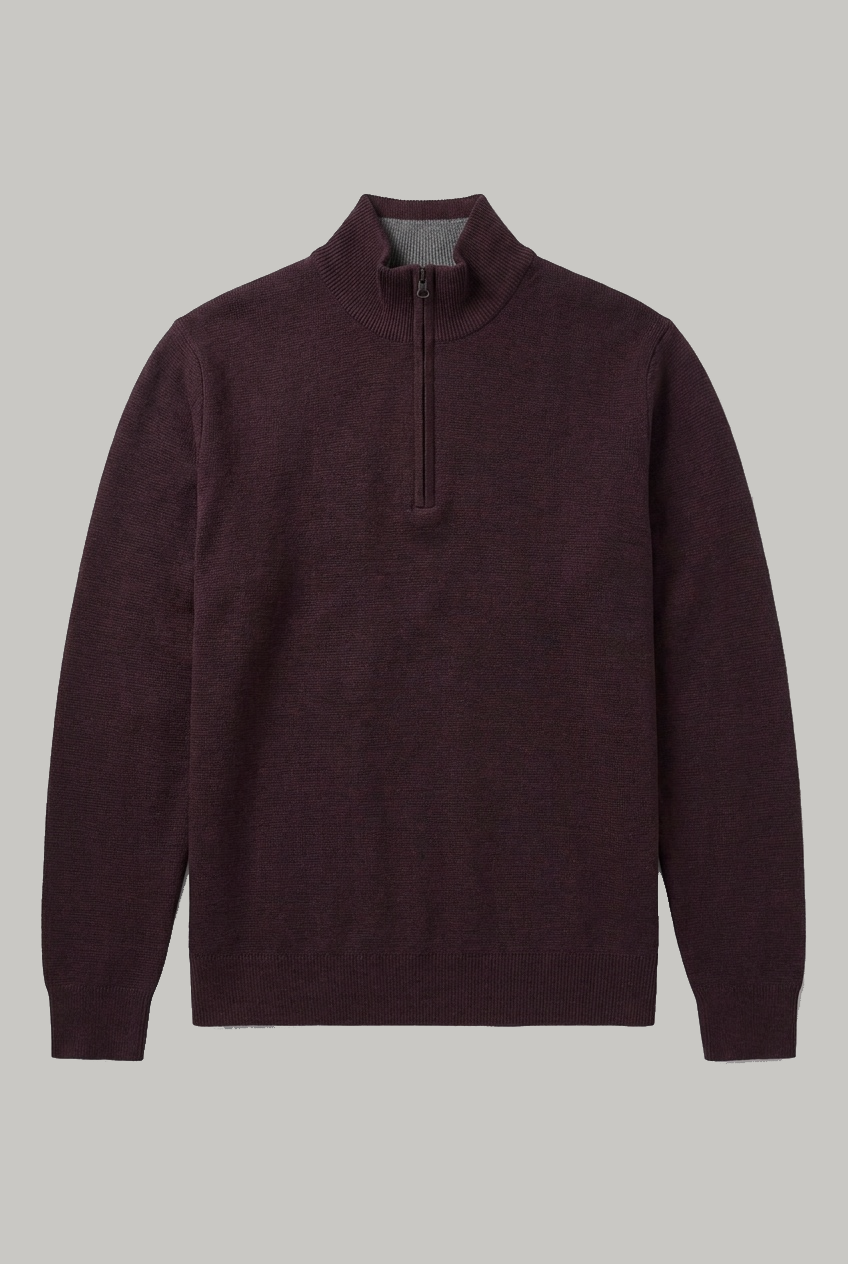 Jimmy Quarter Zip - Wine Navy - Wear London