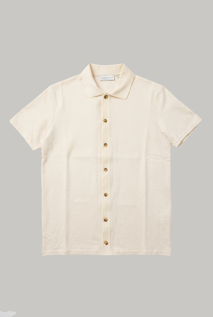 Alder - Full Button Polo - Taupe Pique - Wear London
