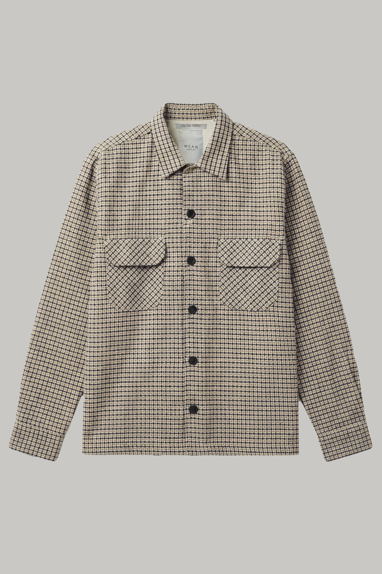 Angeles Long Sleeve Shirt - Sammy Navy Dogtooth - Wear London
