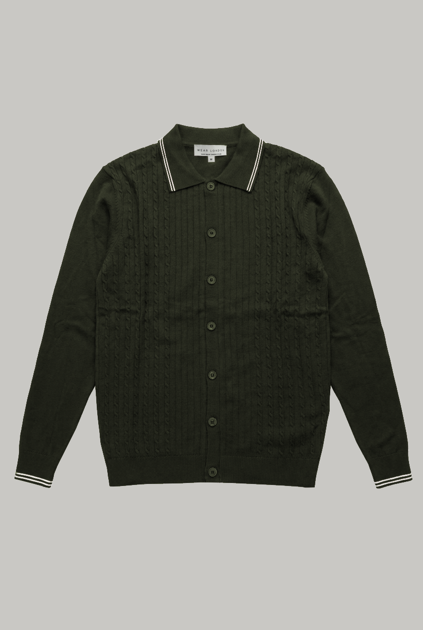 Kempton - Button Through Knitwear - Olive - Wear London