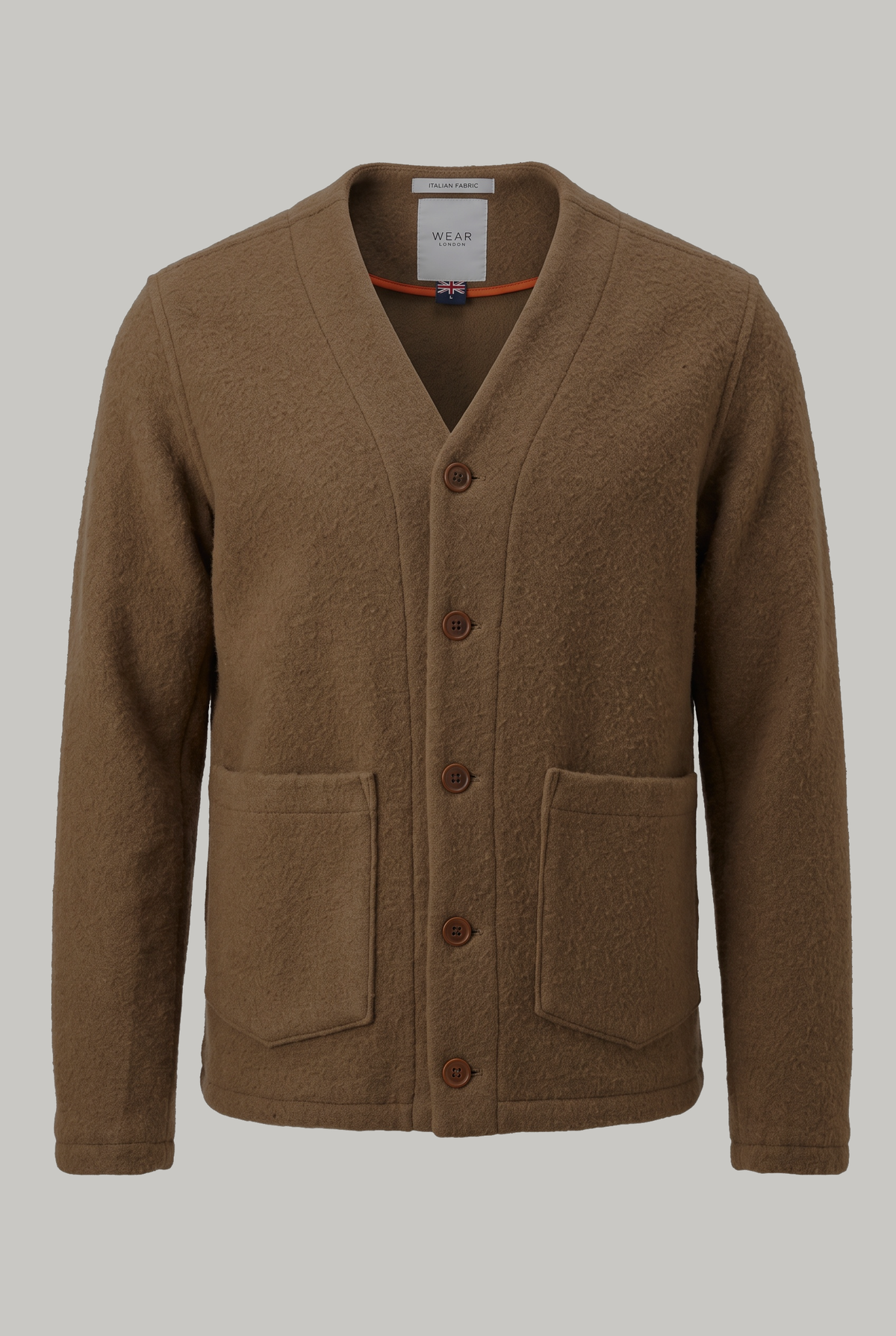 Fleming V-Neck Shacket Lined Sleeve - Casentino Camel - Wear London