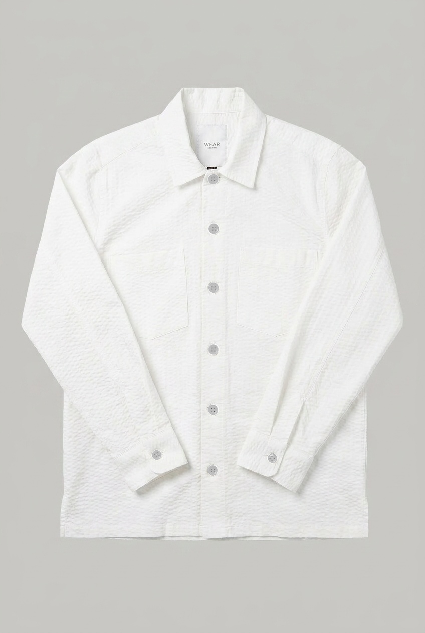 Wick Long Sleeve Shirt - White Seersucker - Wear London