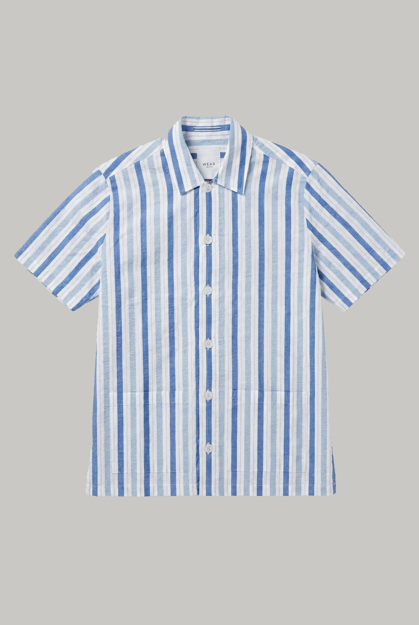 Bethnal Short Sleeve Shirt - Denim Sky Seersucker - Wear London