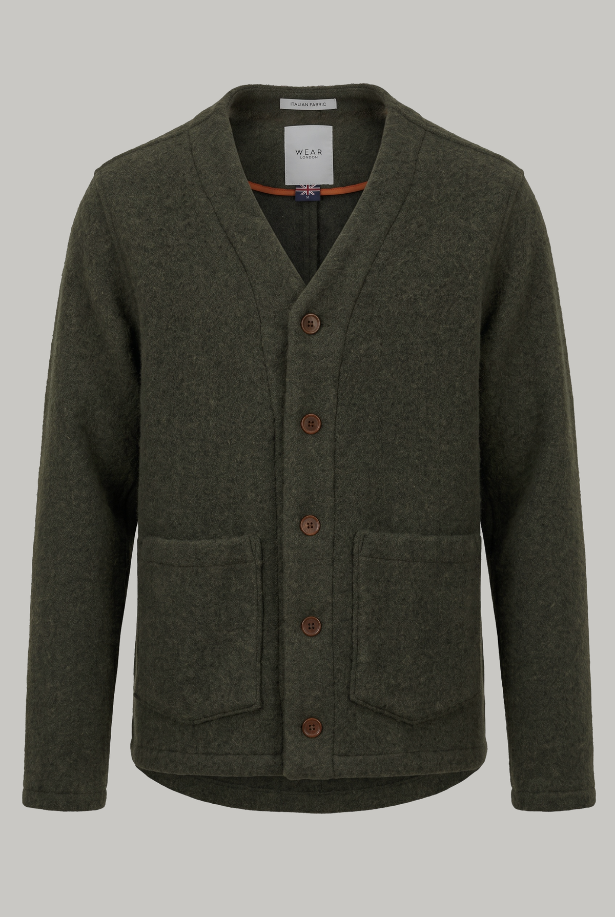 Fleming V-Neck Shacket Lined Sleeve - Casentino Olive - Wear London