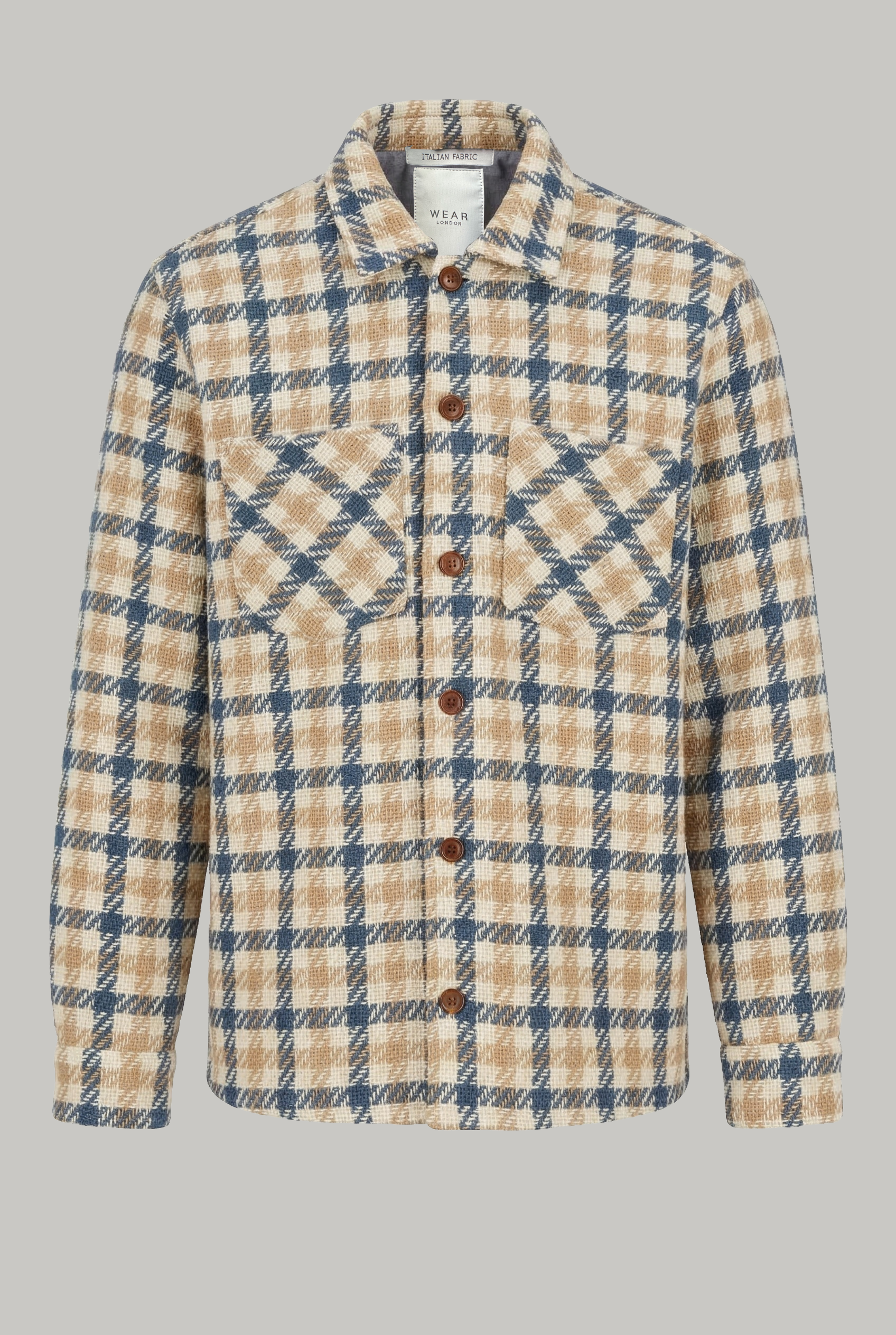 Bart Overshirt - Blue Brown Ecru - Square Check - Wear London