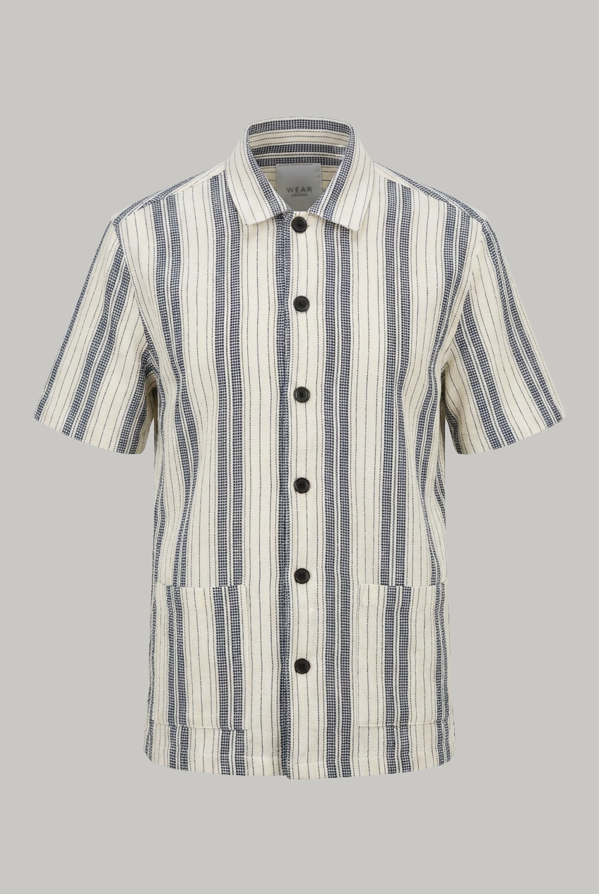 Bethnal Short Sleeve Shirt - Navy White Stripe - Wear London