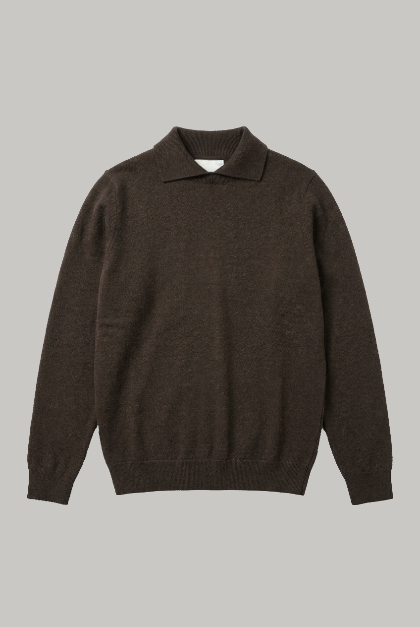 Victoria - Wool Polo Knitwear - Chocolate - Wear London