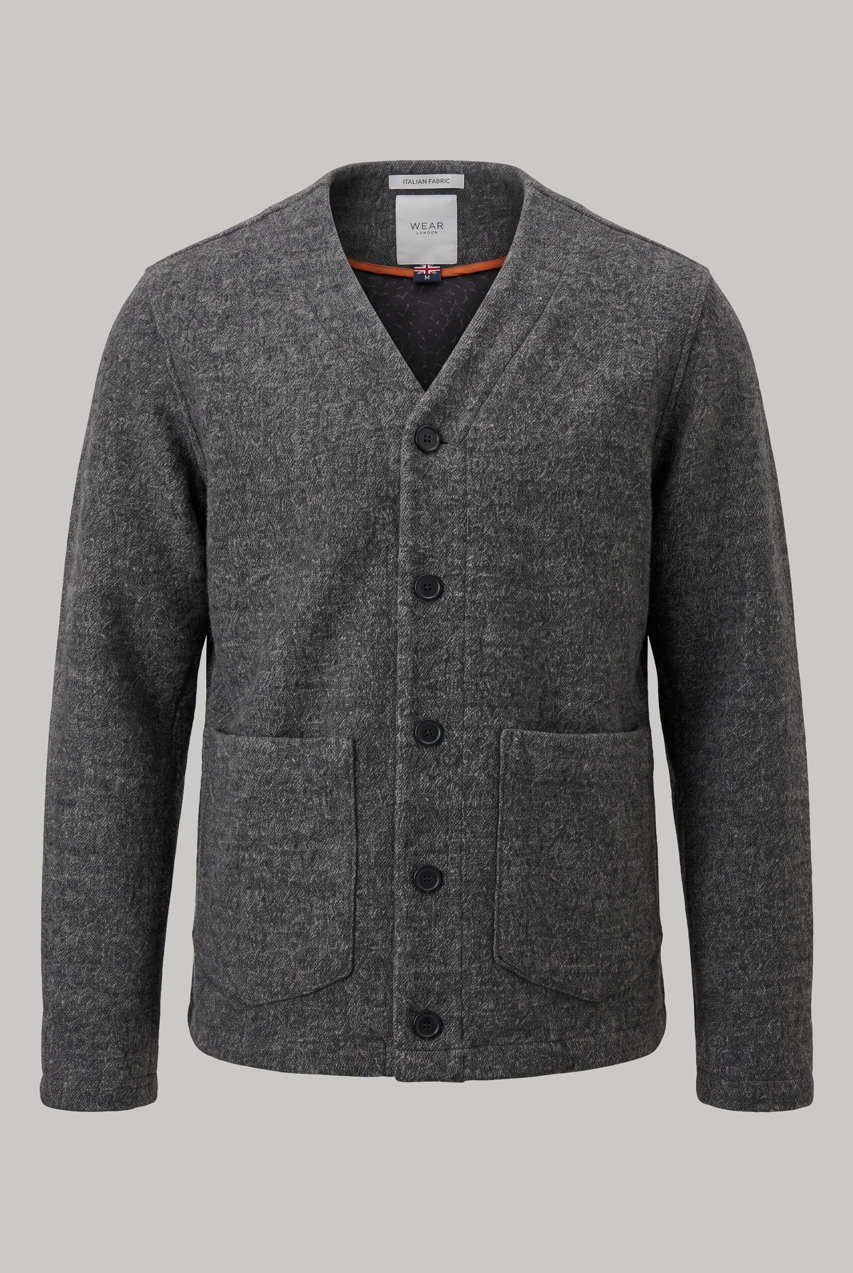 Fleming V-Neck Shacket Lined Sleeve - Grey Boiled Wool - Wear London