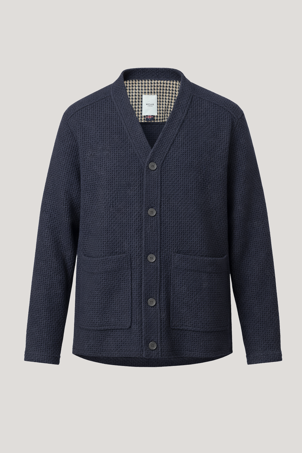 Fleming V-Neck Shacket - Navy Textured - Wear London
