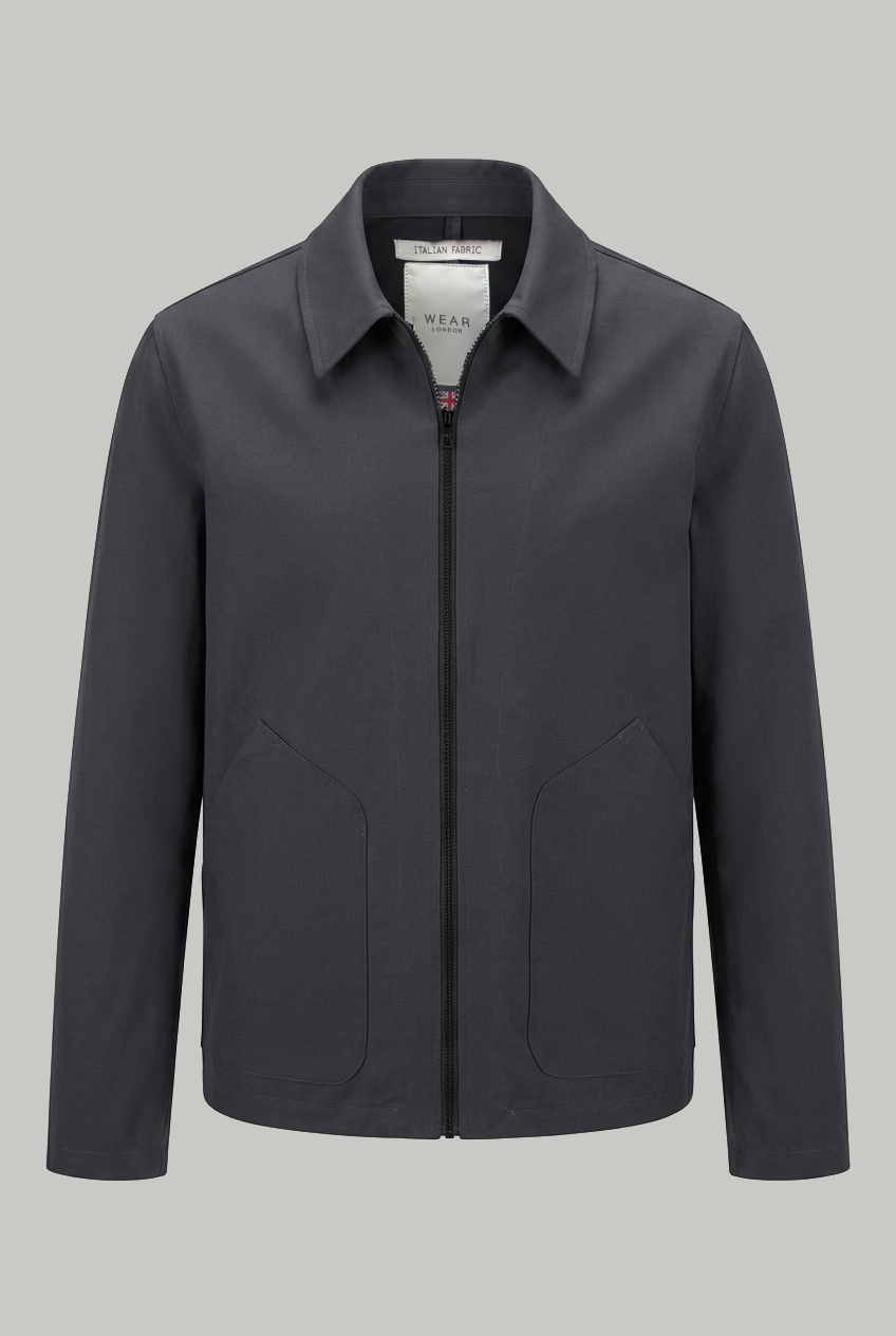 Colts Zip Shacket Unlined - Charcoal Coated Canvas Tinto - Wear London