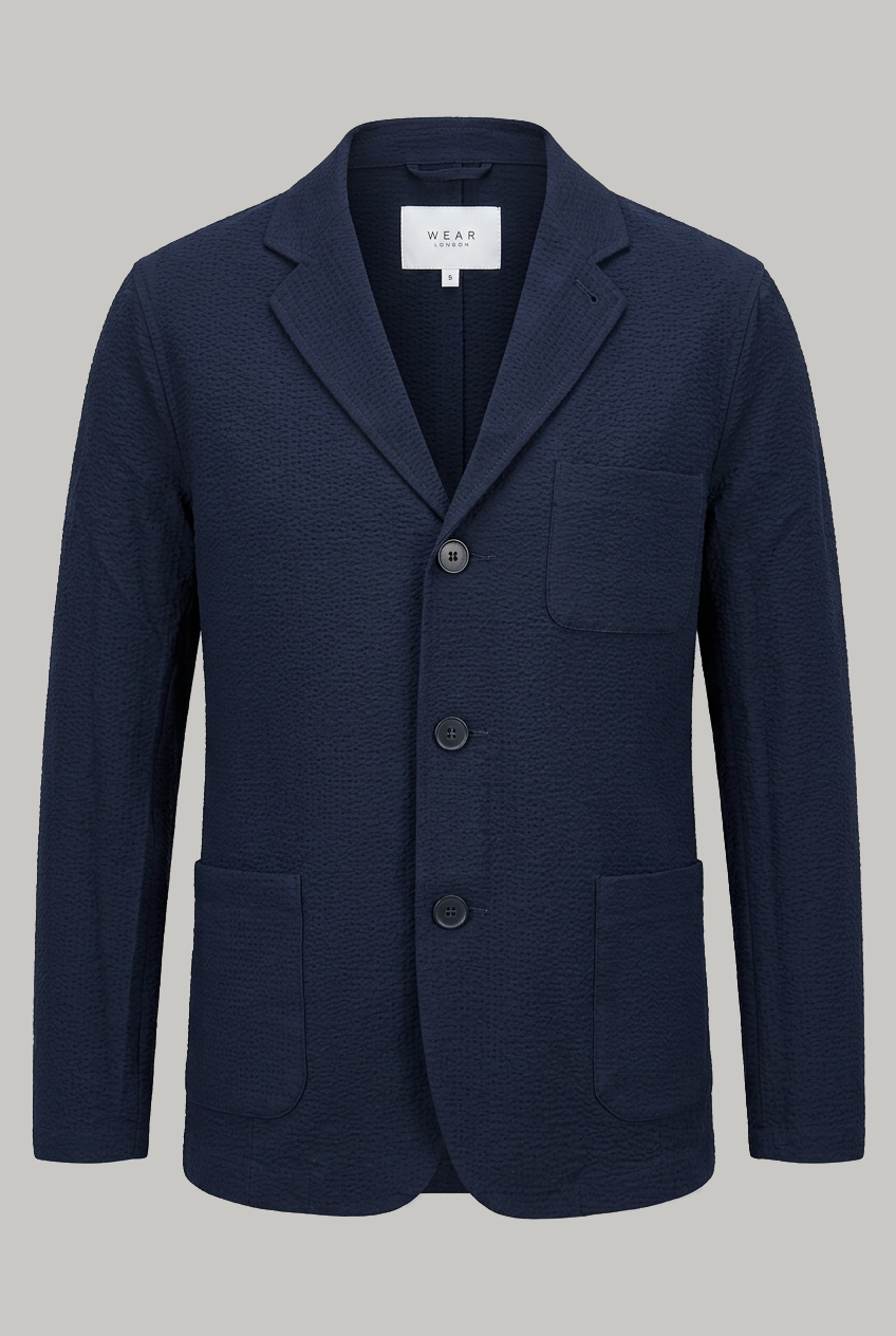 Geno Blazer - Navy Seersucker - Wear London