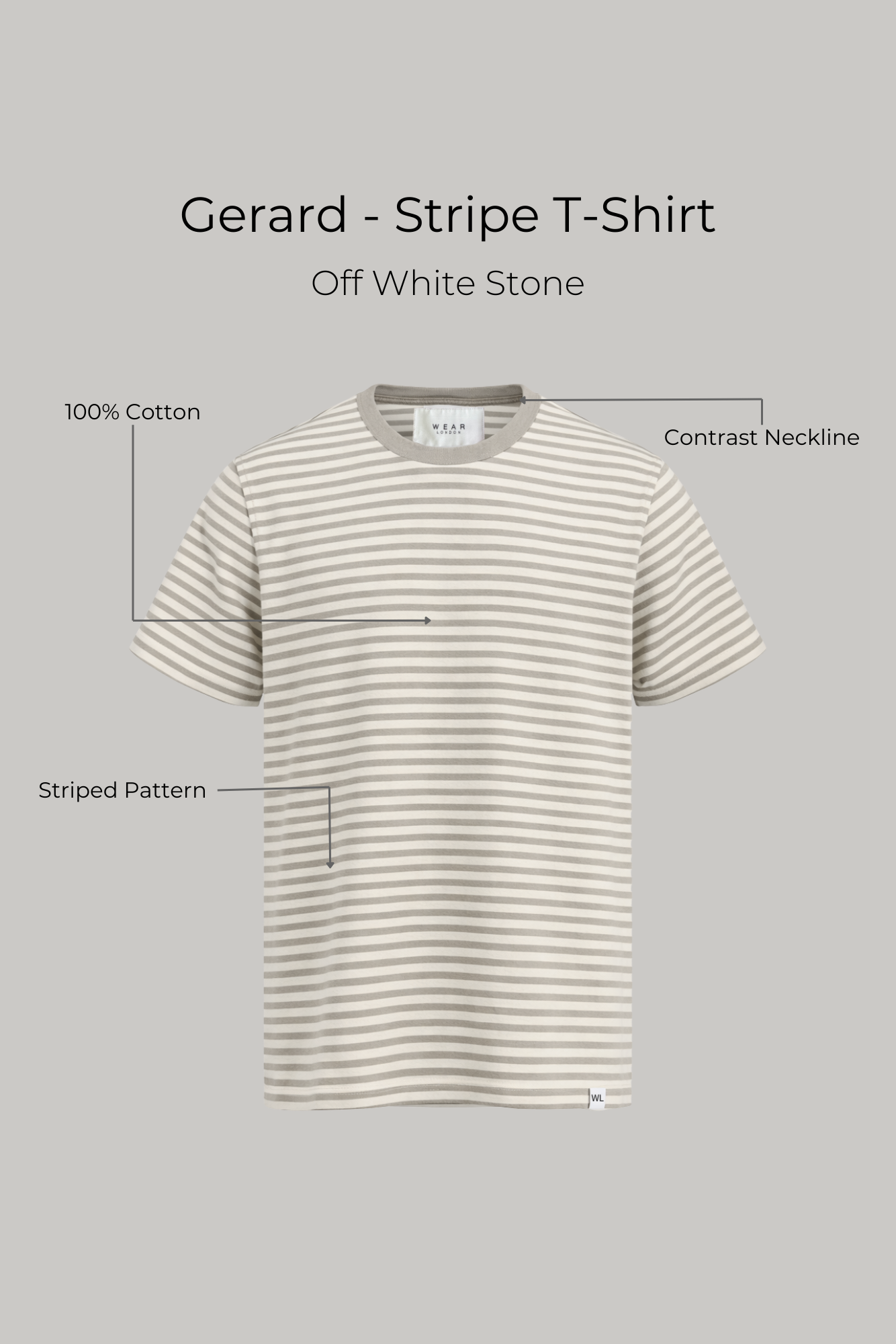 Gerard - Stripe T-Shirt - Off White Stone - Wear London