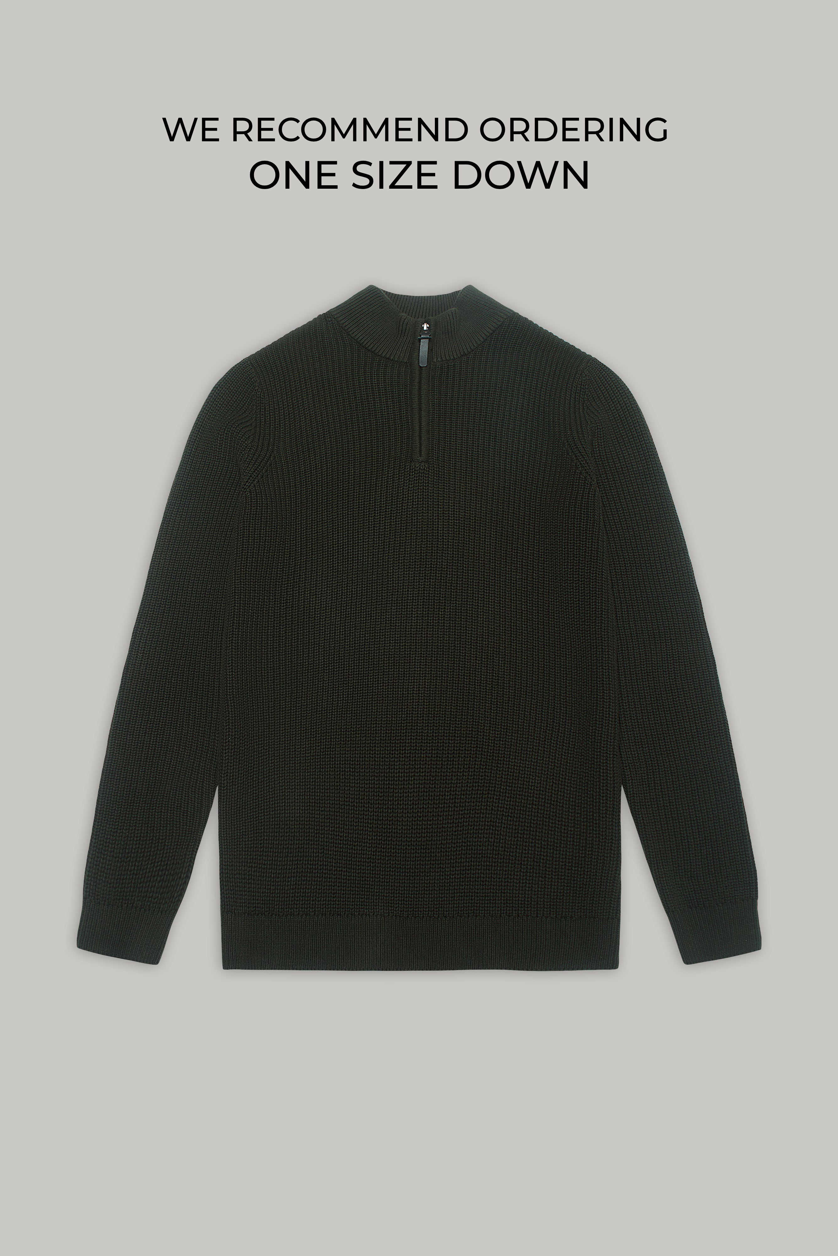 J Hailey Quarter Zip Knit - Dark Sage - Wear London