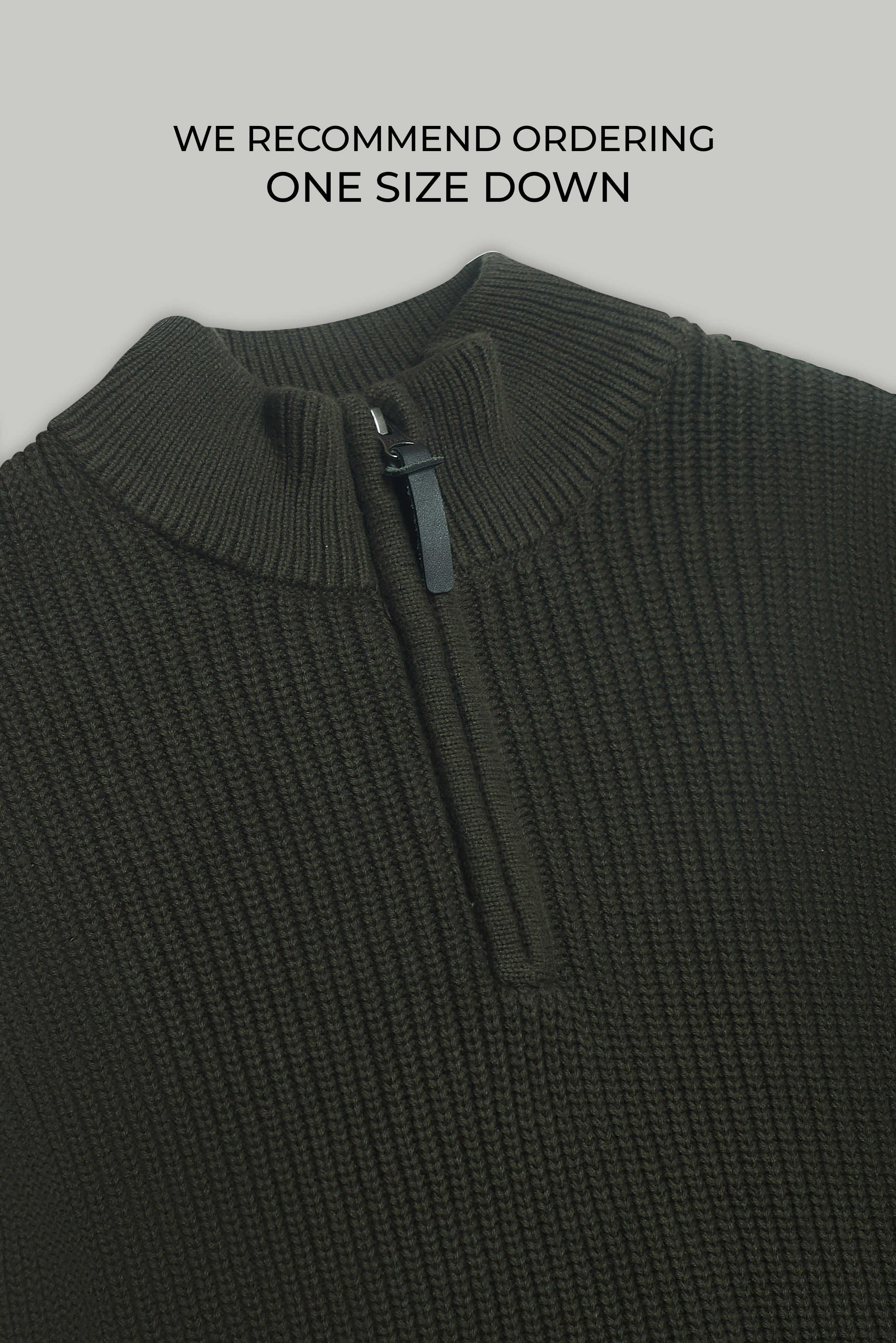 J Hailey Quarter Zip Knit - Dark Sage - Wear London