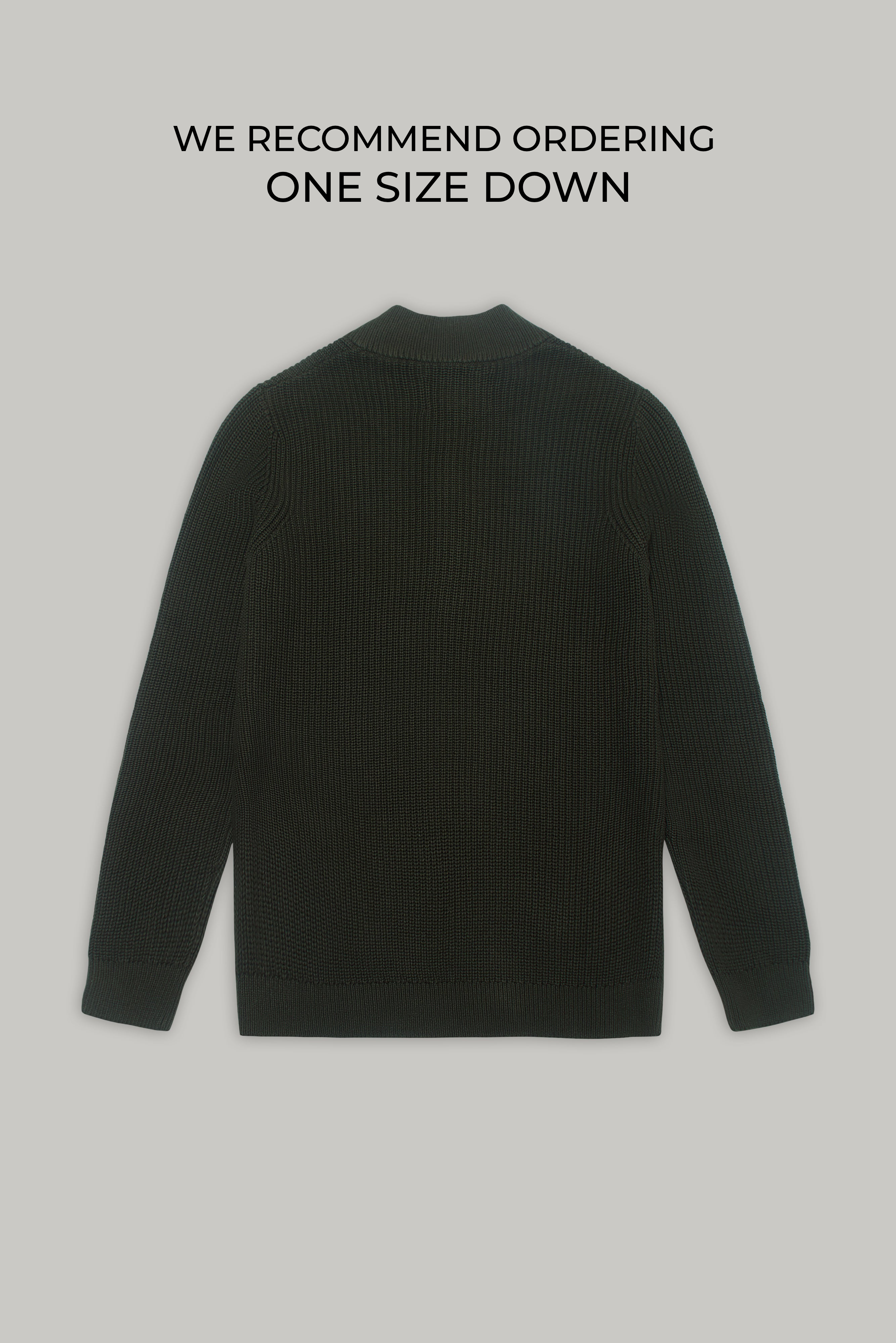 J Hailey Quarter Zip Knit - Dark Sage - Wear London
