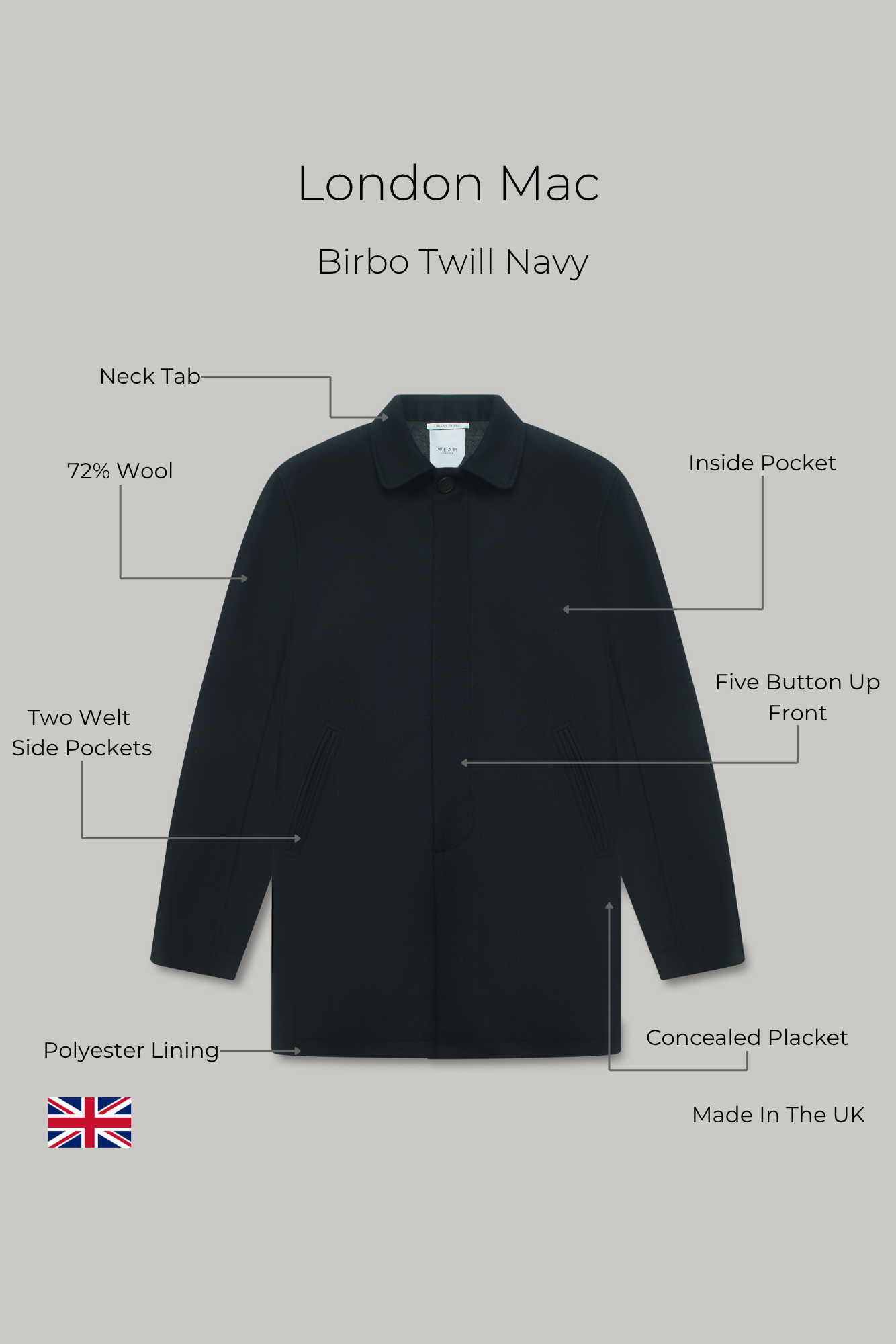 London Mac - Birbo Twill Navy - Wear London
