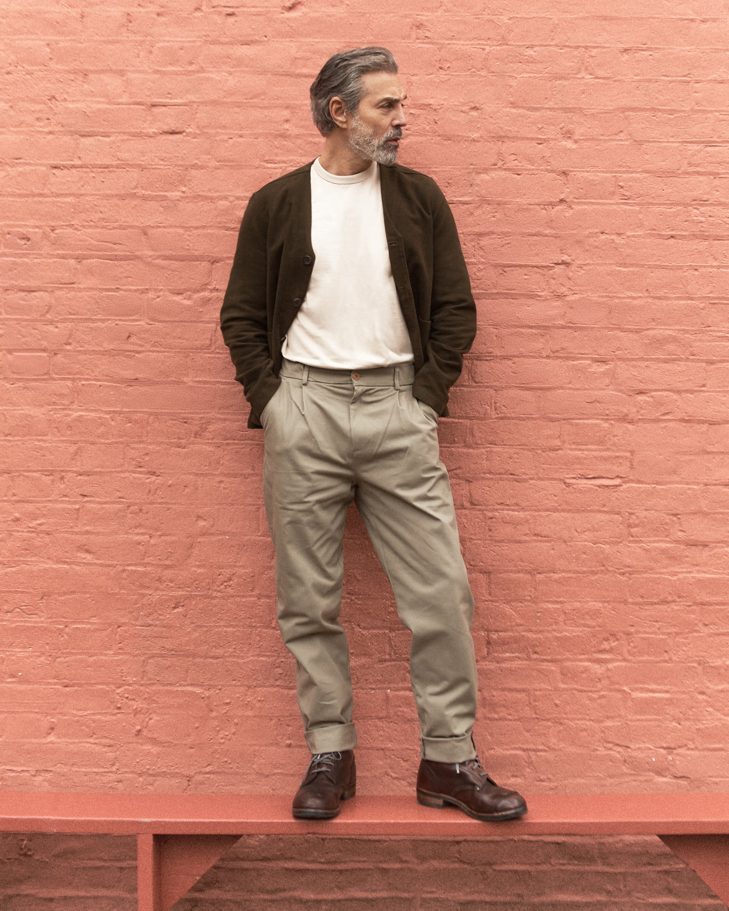 Fleming V-Neck Shacket - Olive Moleskin - Wear London