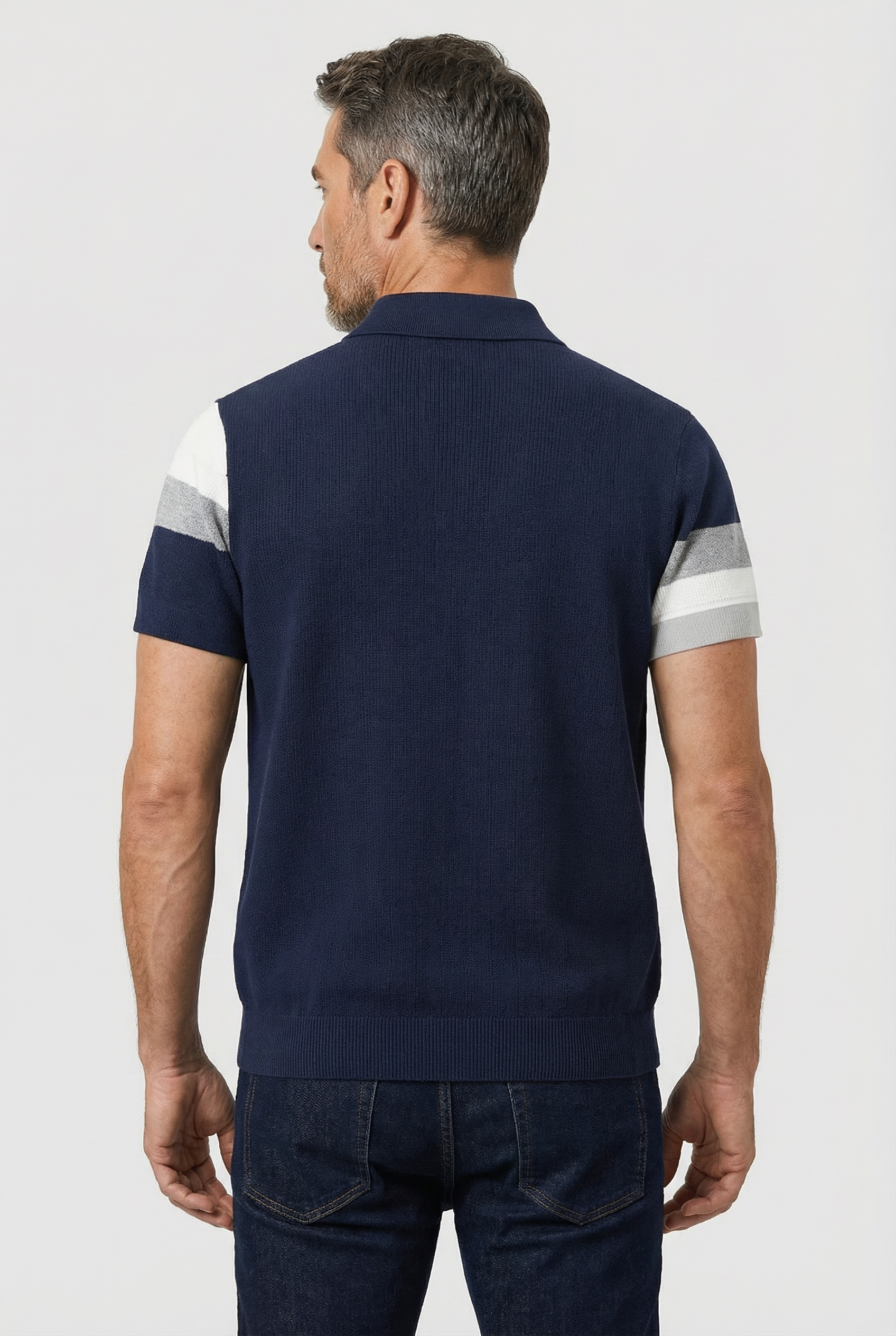 Hampstead - 3 Button Polo - Navy ecru grey - Wear London