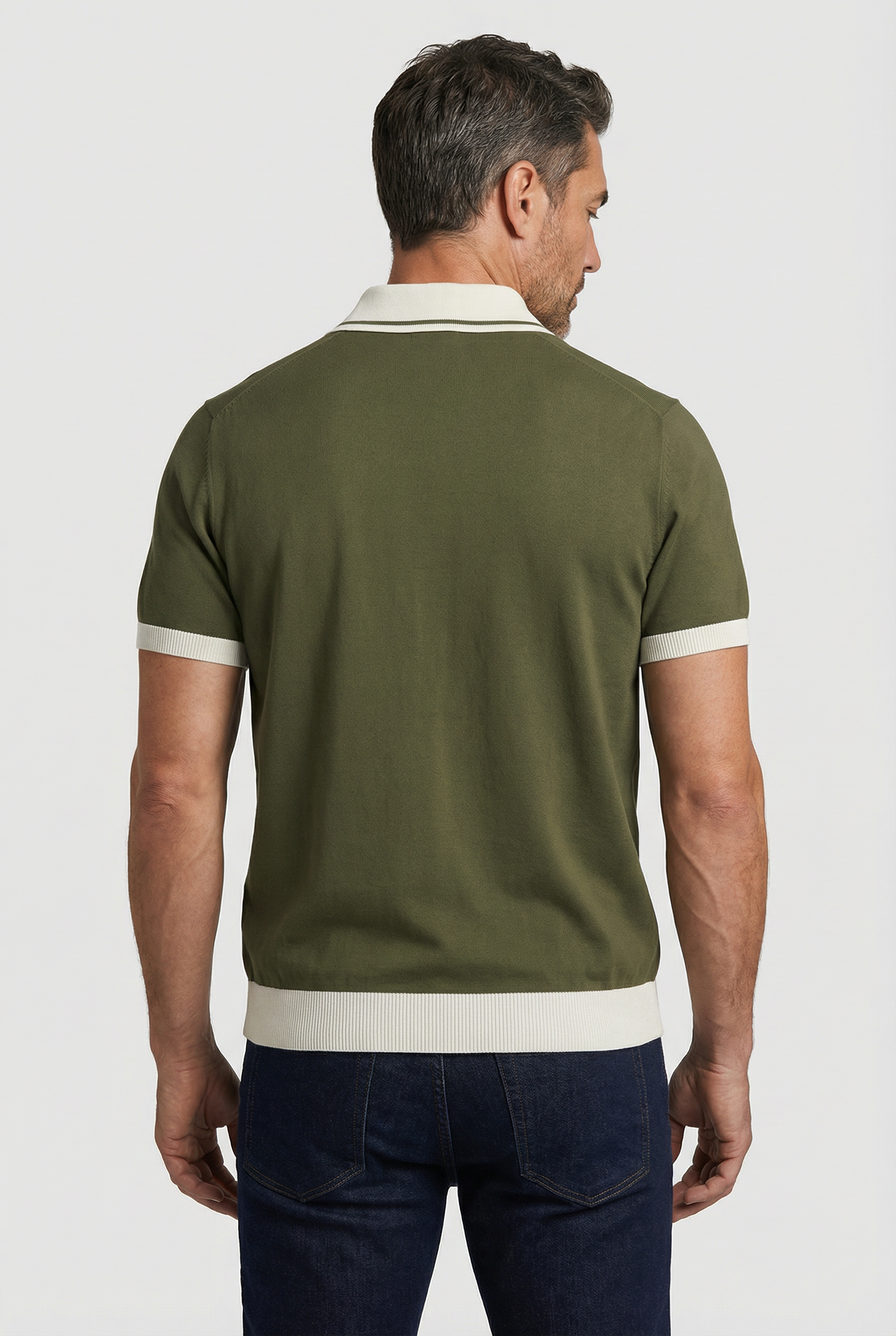 Camden - Plain Polo Knitwear - Olive Ecru - Wear London