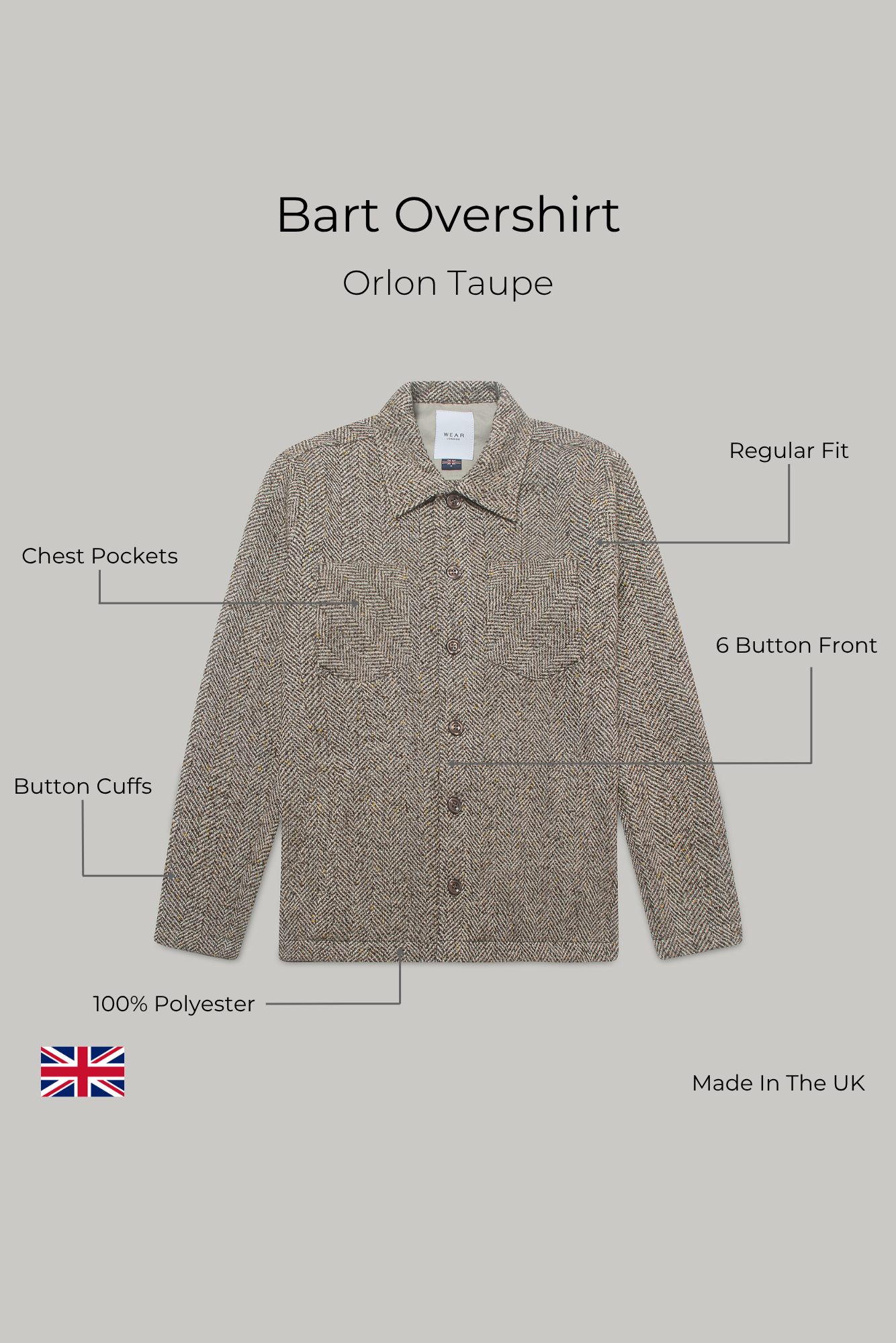 Bart Overshirt - Orlon Taupe - Wear London