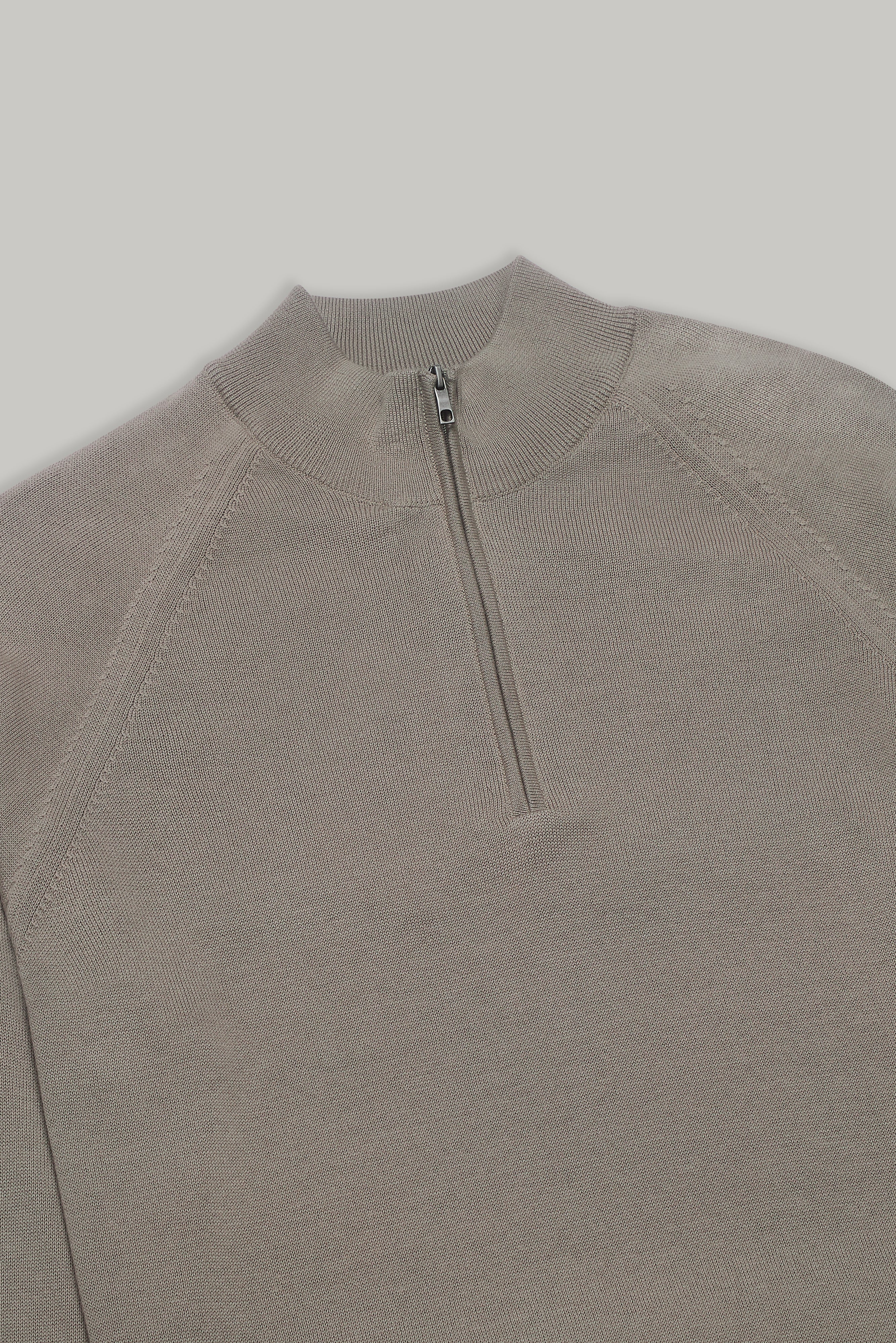 Alfie - Knitwear - Quarter Zip - Taupe - Wear London
