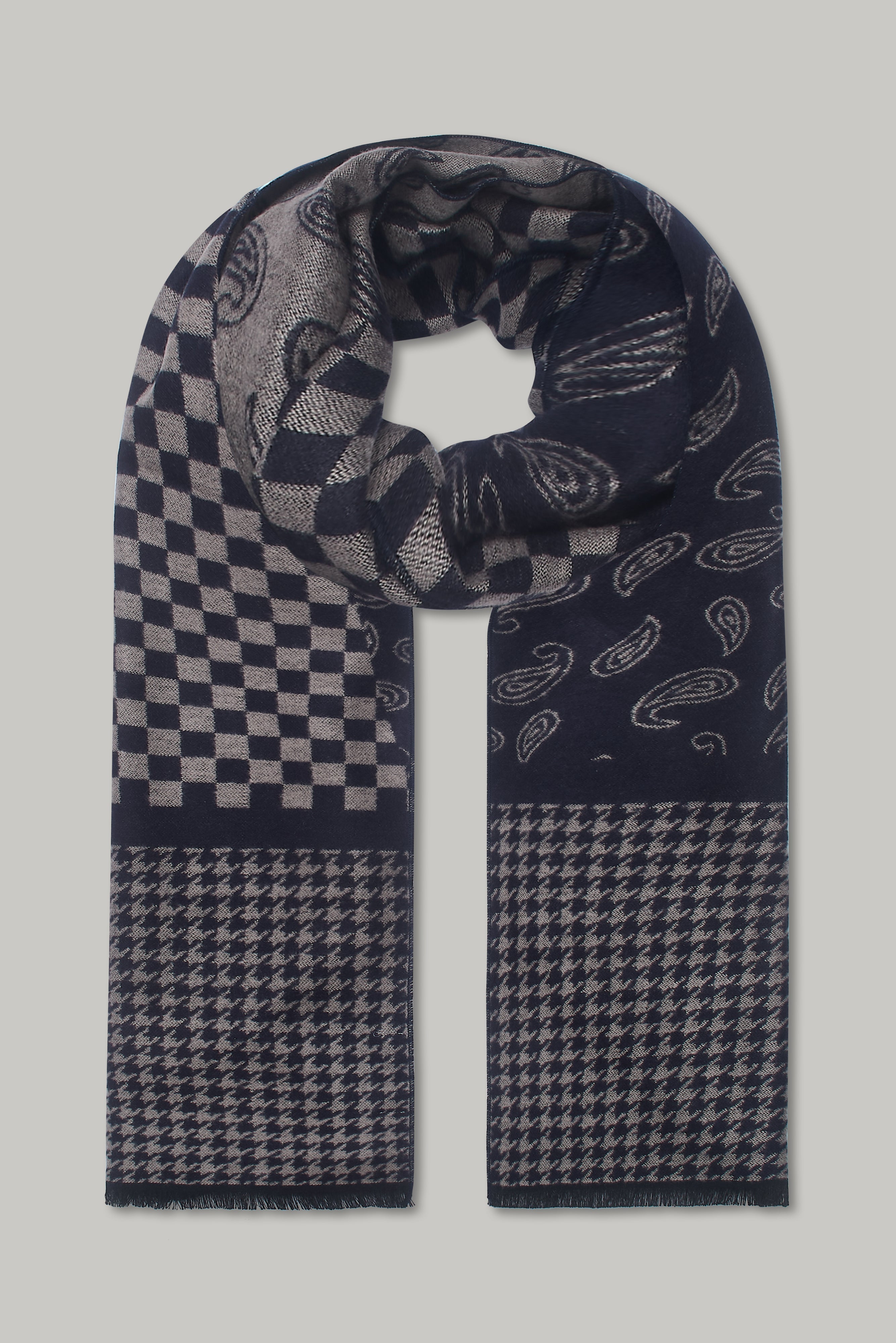 Scarf – Multi Geo Paisley Navy - Wear London
