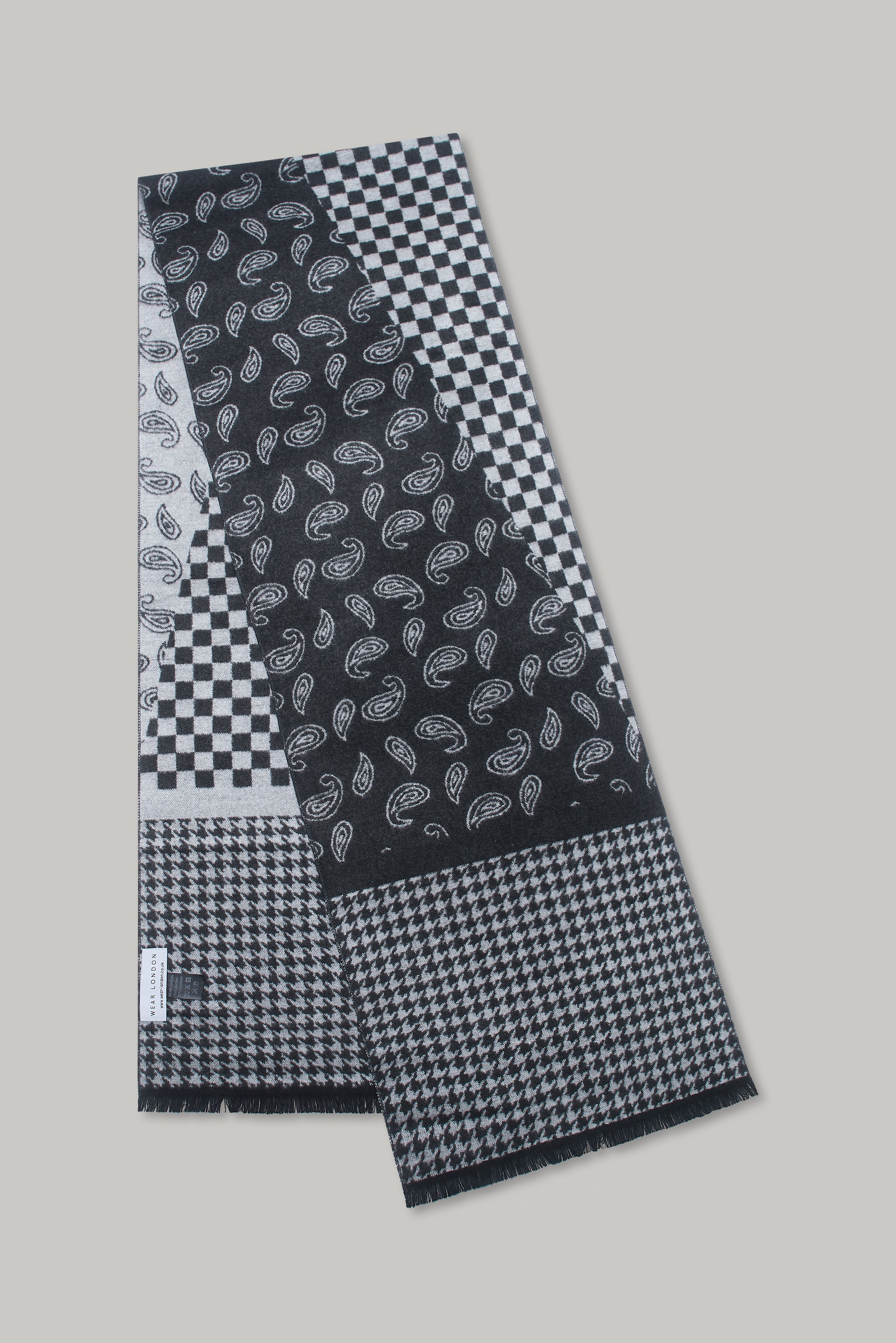 Scarf – Multi Geo Paisley Charcoal - Wear London