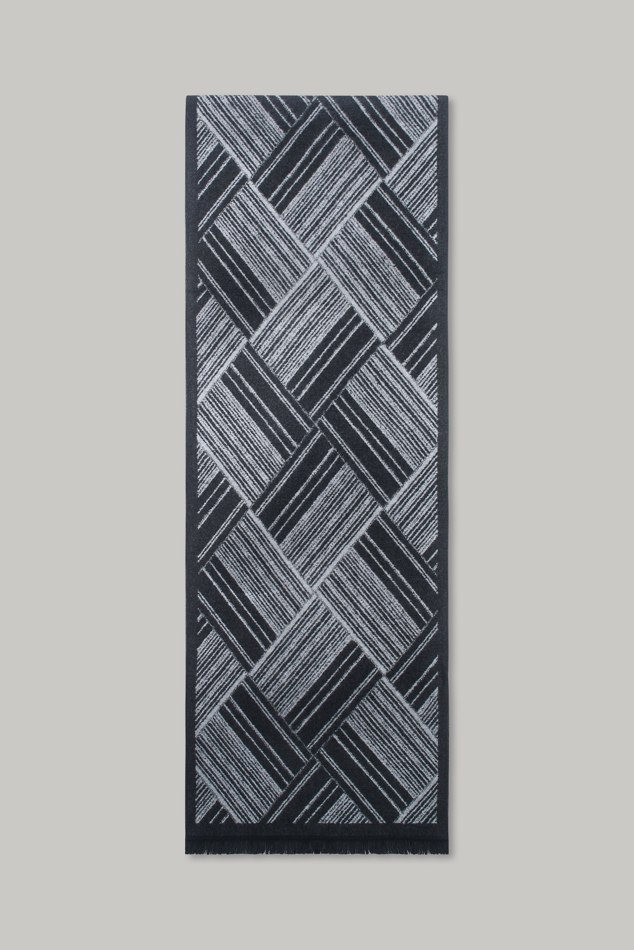Scarf - Criss Cross Plain Border Charcoal - Wear London