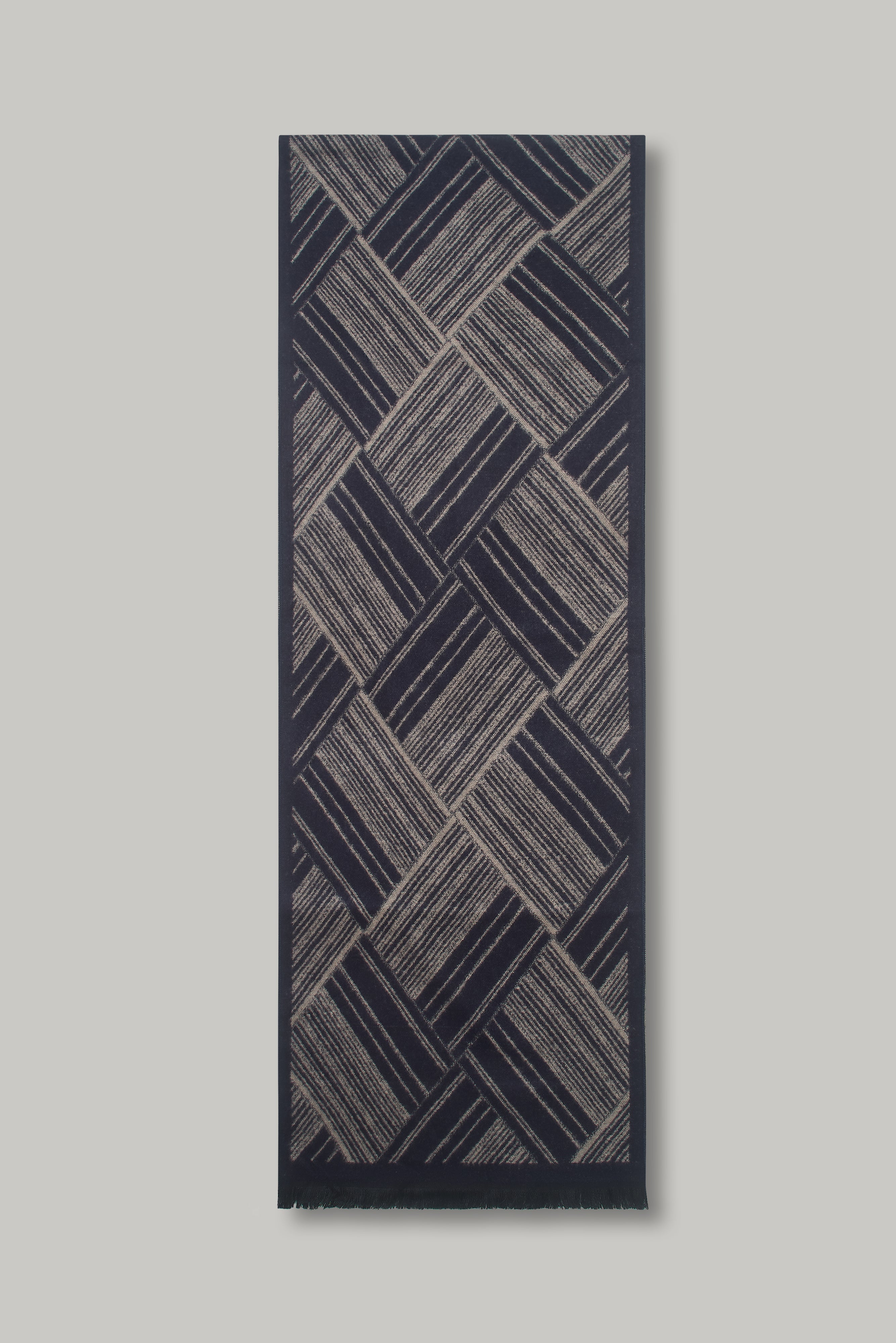 Scarf - Criss Cross Plain Border Navy - Wear London