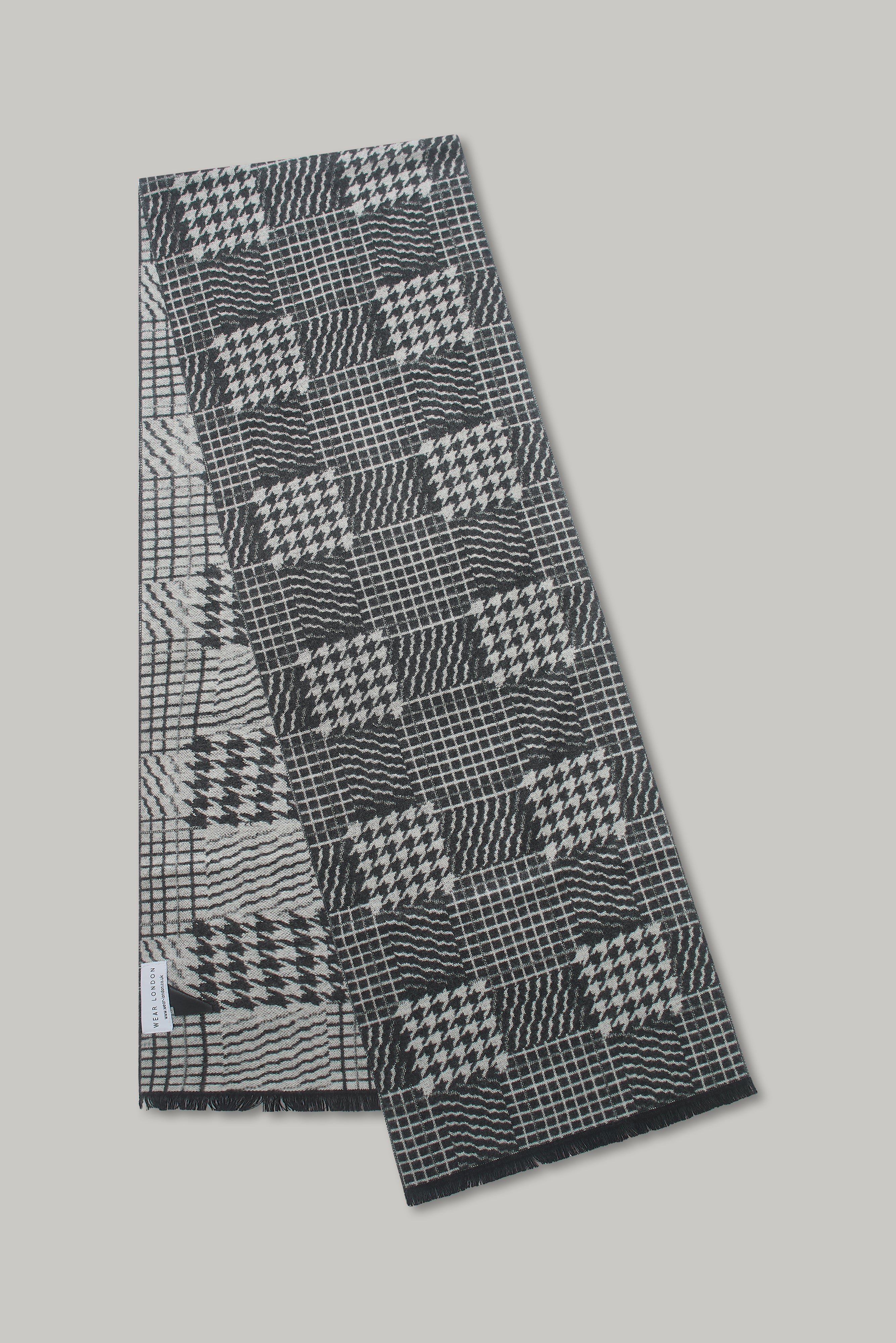 Scarf - Burb Mutli Geo Charcoal - Wear London