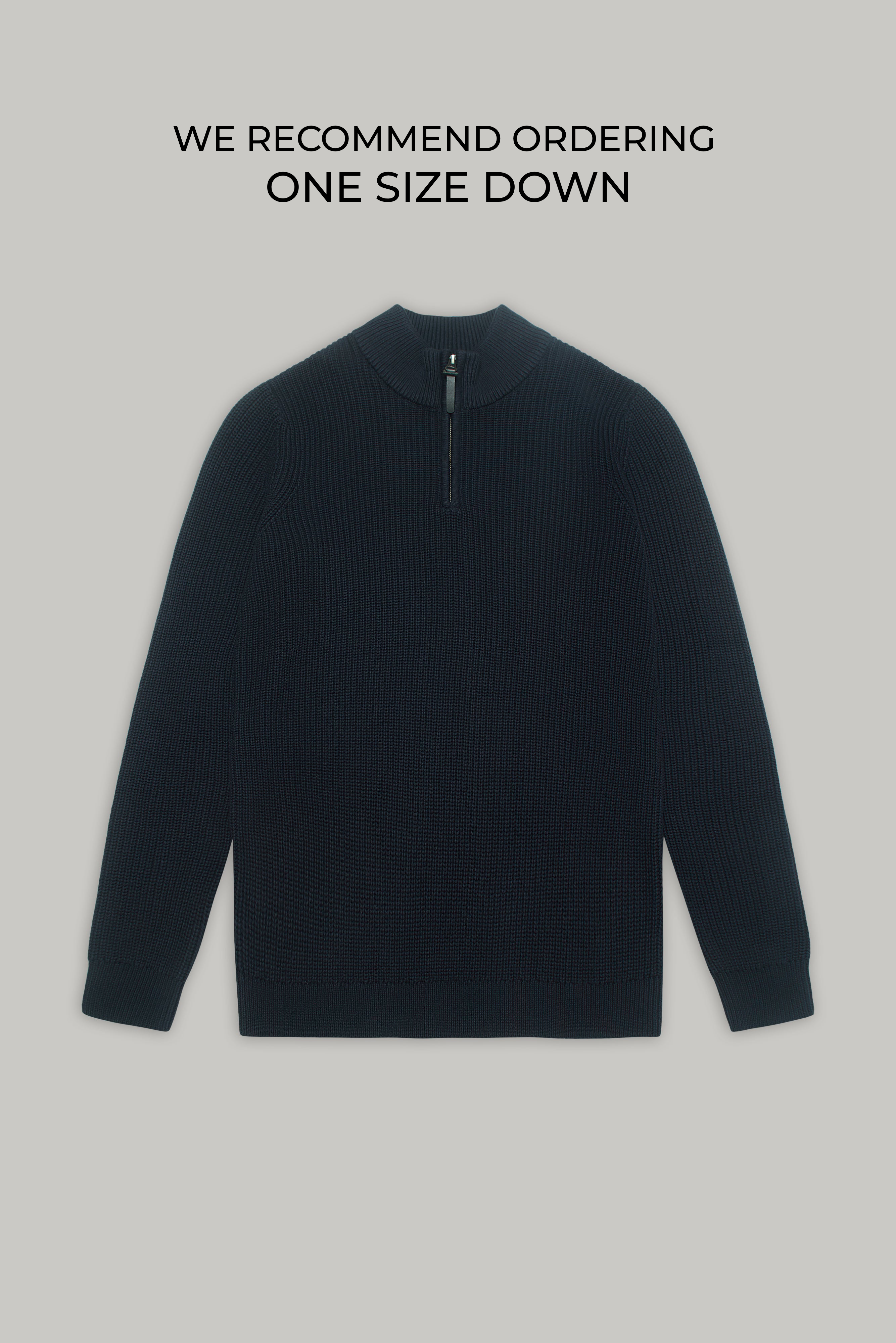 J Hailey Quarter Zip Knit - Dark Midnight - Wear London
