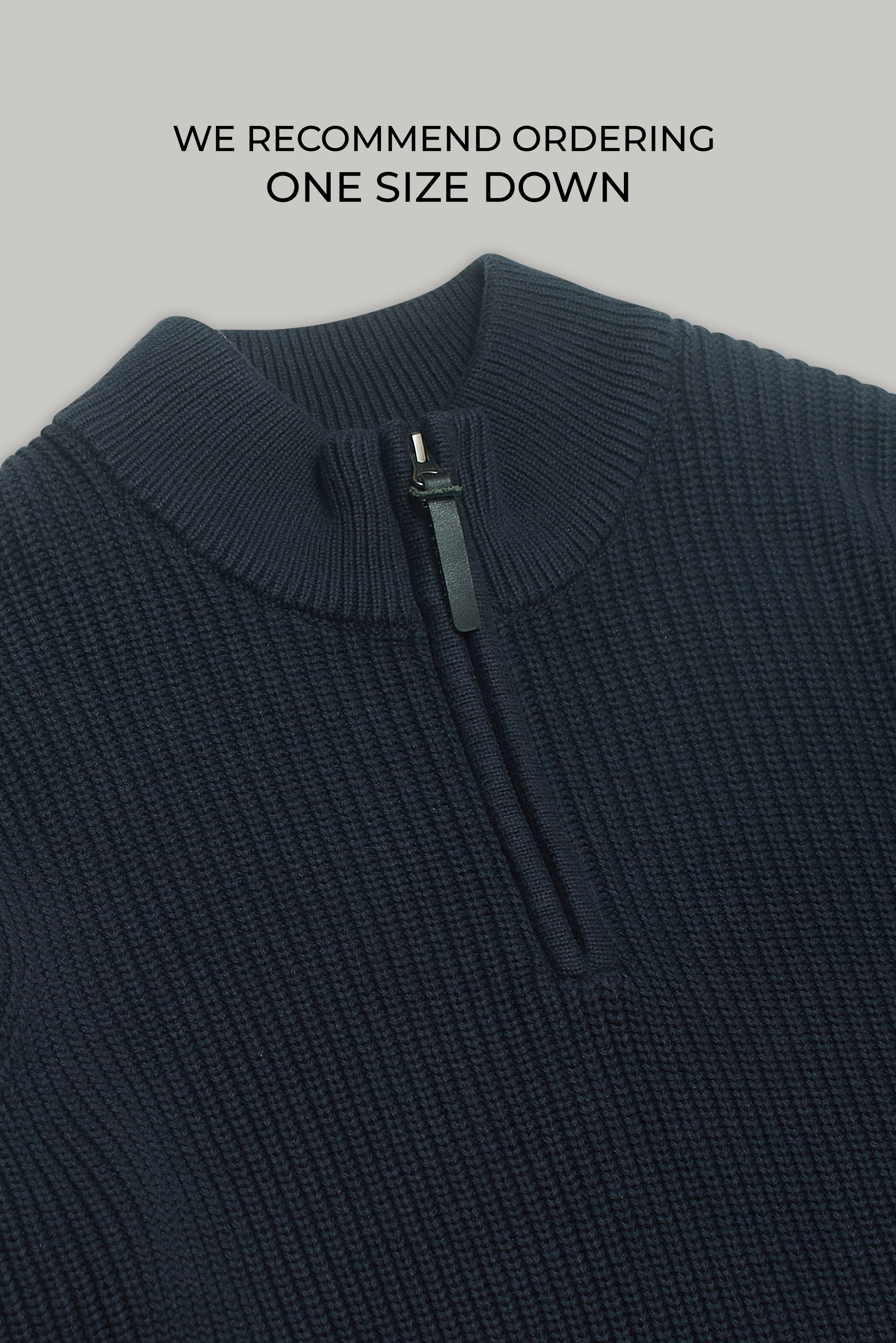 J Hailey Quarter Zip Knit - Dark Midnight - Wear London