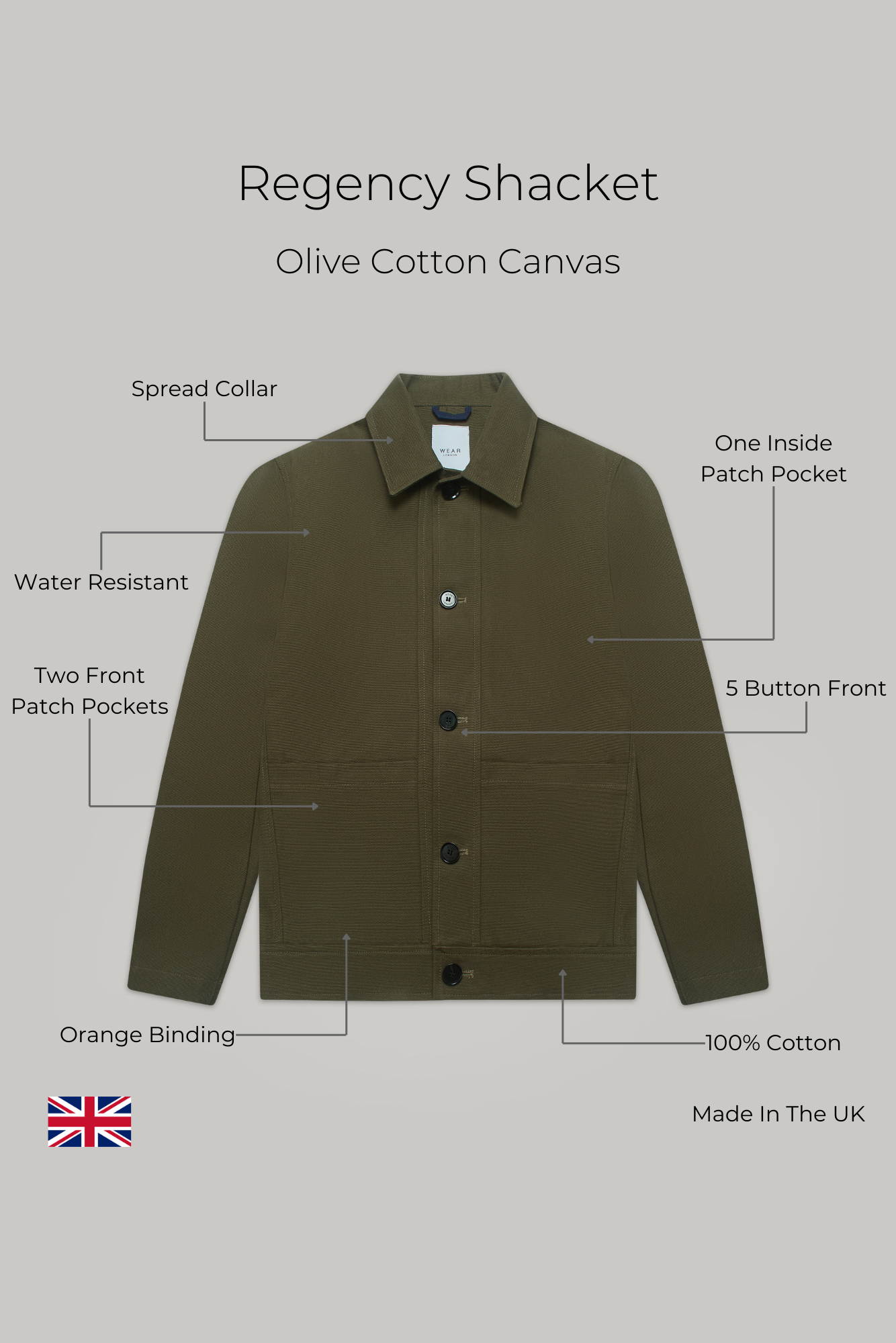 Regency Shacket - Olive Cotton canvas - Wear London
