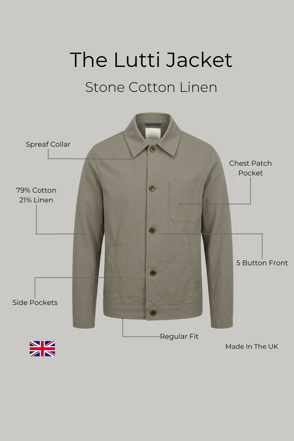 The Lutti Jacket - Stone Cotton Linen - Wear London