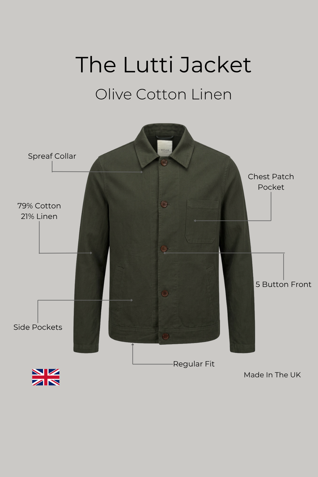 The Lutti Jacket - Olive Cotton Linen - Wear London